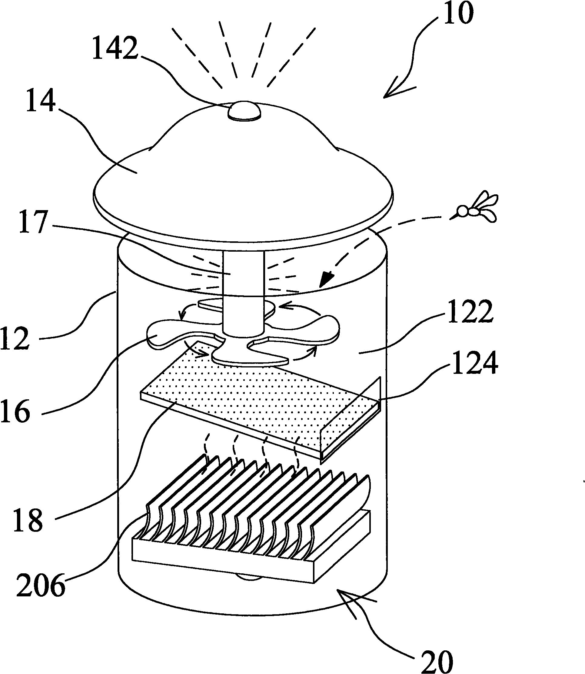 LED lamp structure with mosquito catching function