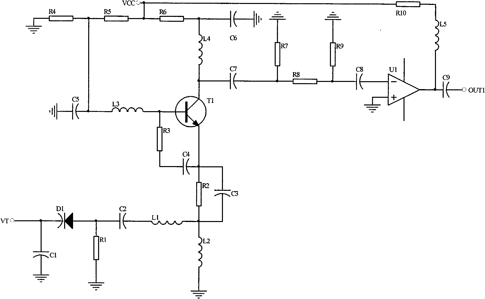 Integrated coaxial dielectric voltage controlled oscillator and manufacturing method thereof