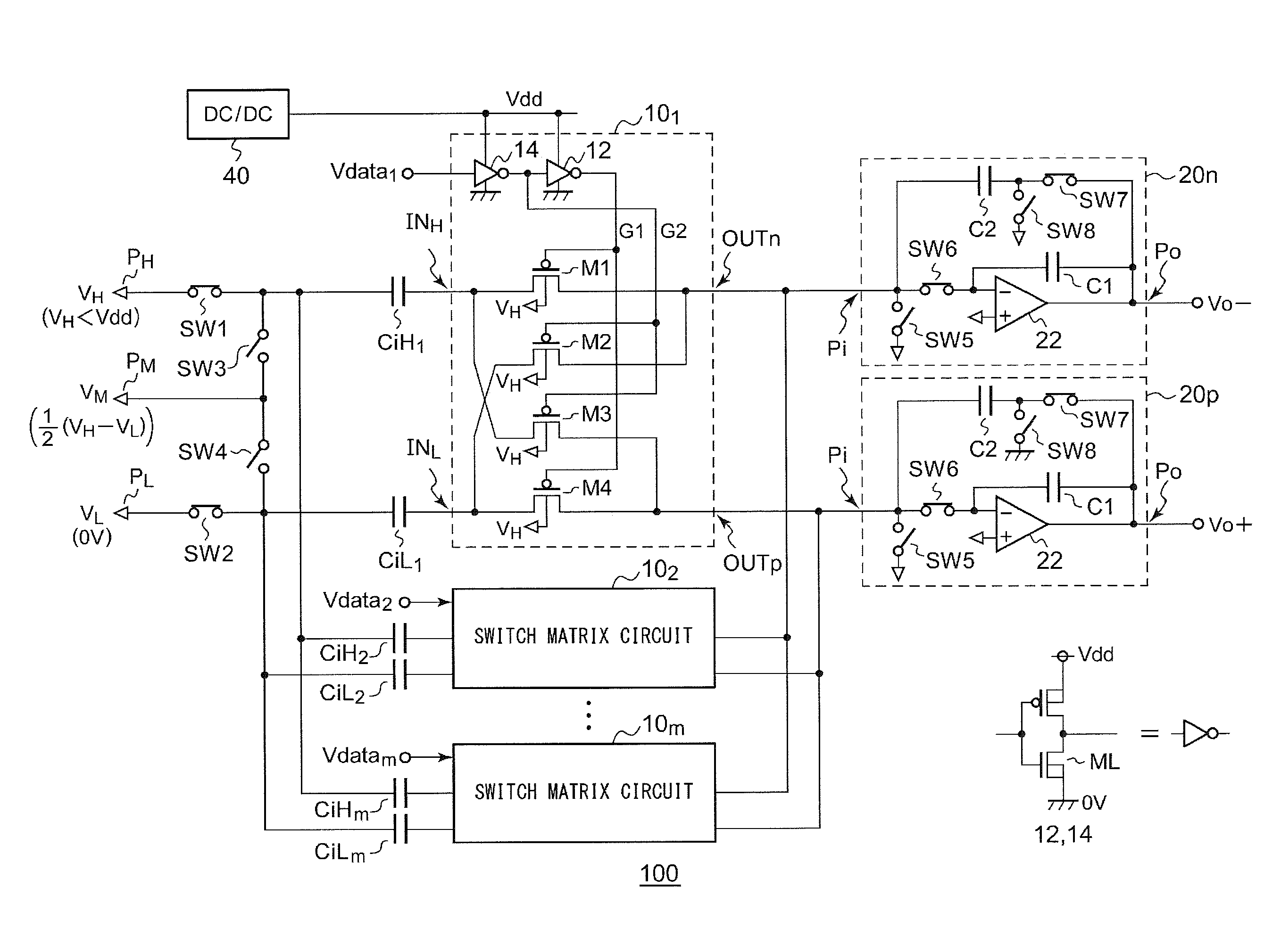 Switched capacitor type d/a converter