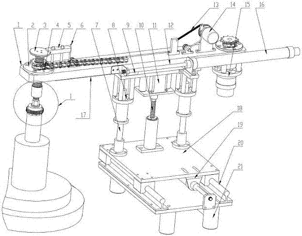 Automatic locking and disassembling device for work piece clamping and locking nut of gear manufacturing equipment