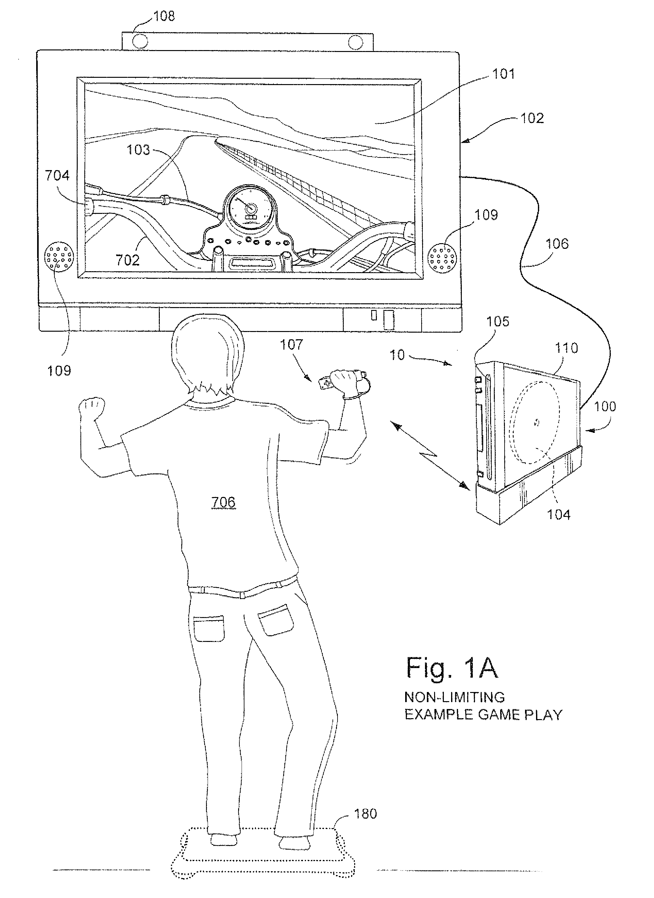 Simulated handlebar twist-grip control of a simulated vehicle using a hand-held inertial sensing remote controller