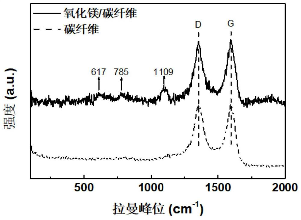 Carbon fiber-loaded magnesium oxide particle crosslinked nanosheet array composite material and its preparation method and application