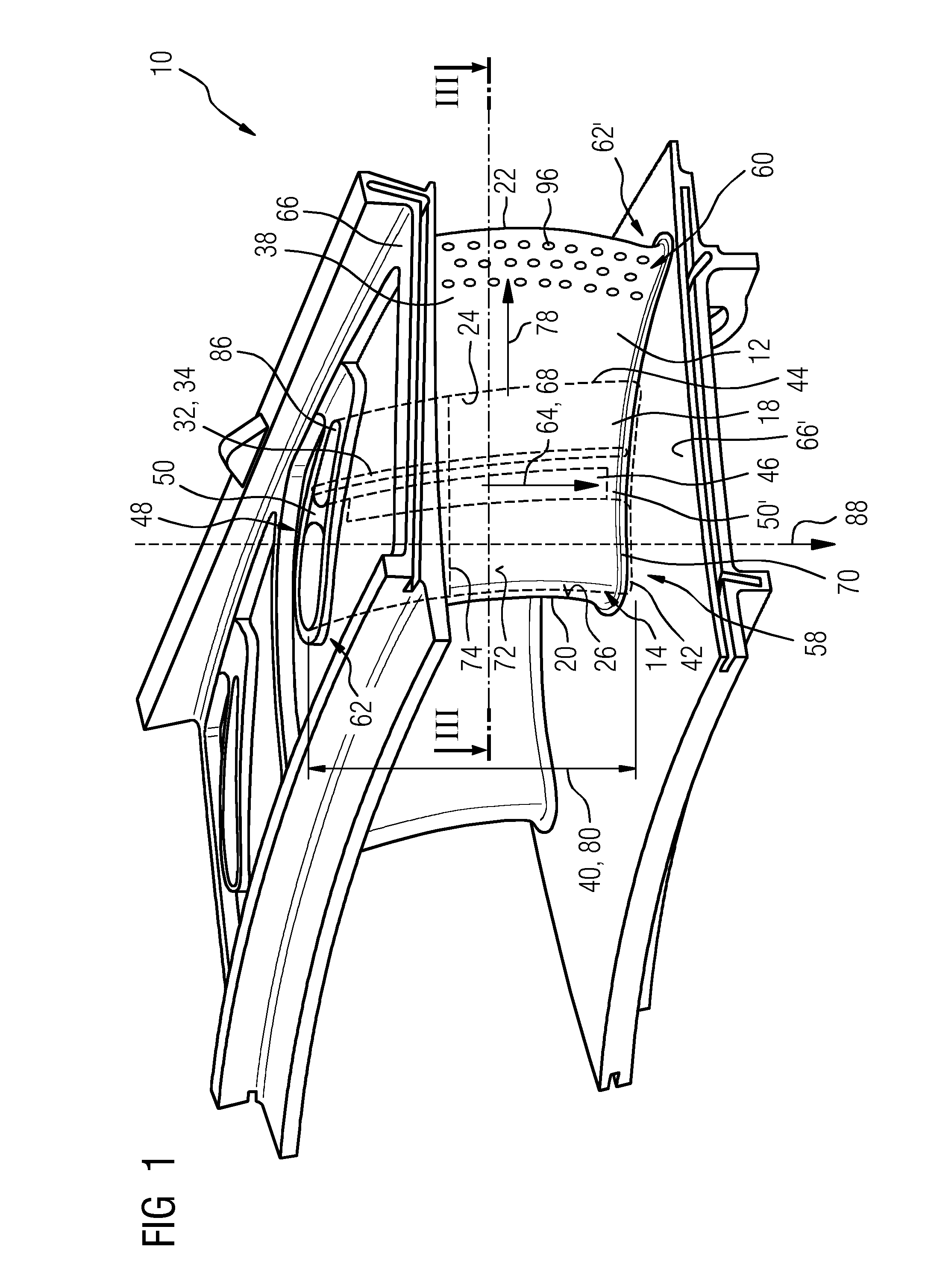 Impingement cooling of turbine blades or vanes