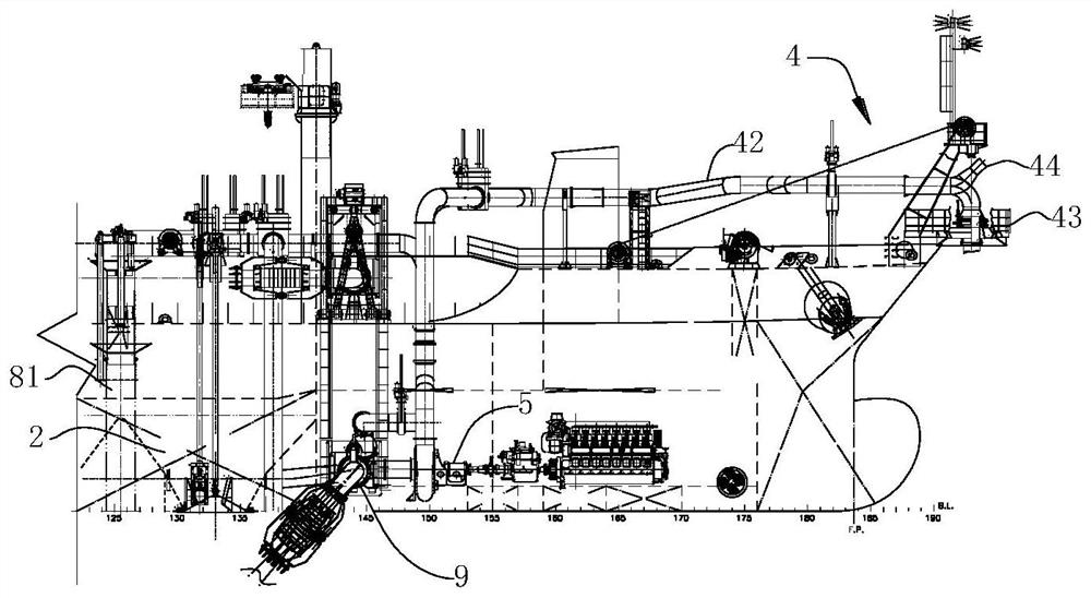 Dredger sand blowing and sea filling pipeline structure