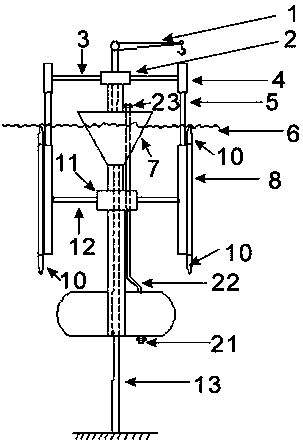 Novel double-turbine tidal current energy generating device capable of self adapting tidal range