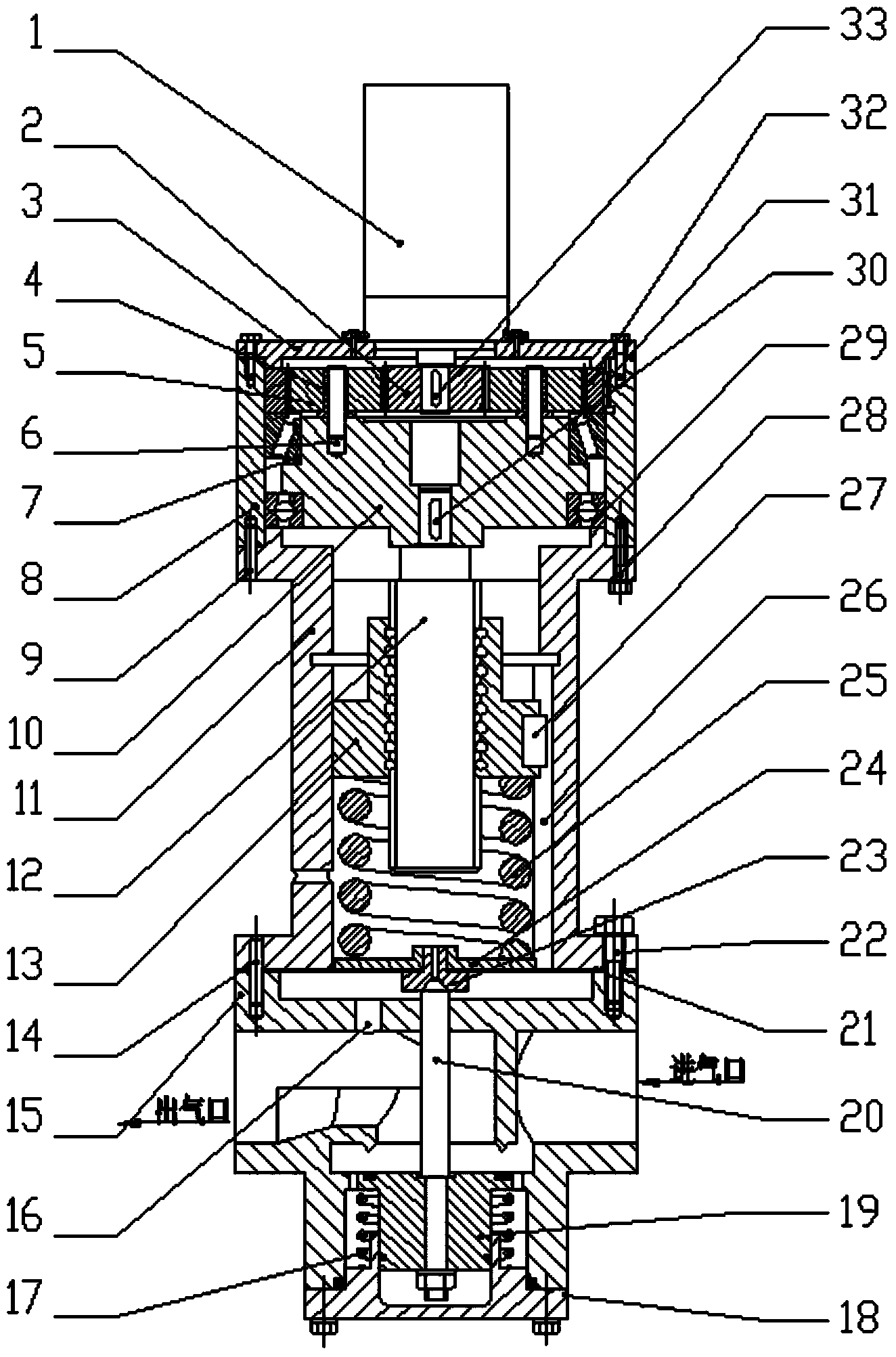 Diaphragm-type pneumatic proportional pressure reducing valve of ball screw driven by servo motor directly