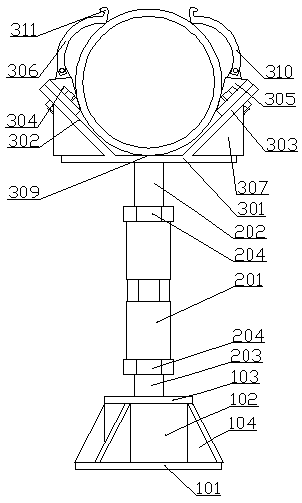 Oil and gas transport pipeline installing and fixing device