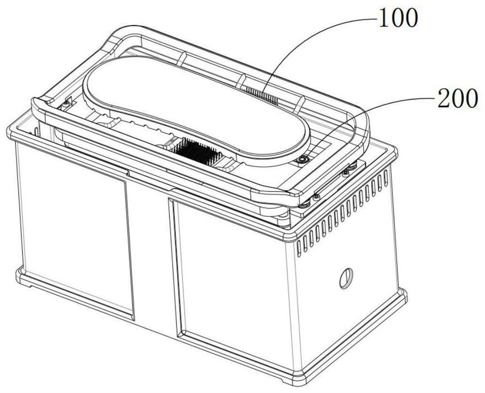 Self-cleaning cleaning equipment for shoe sole cleaning and decontamination