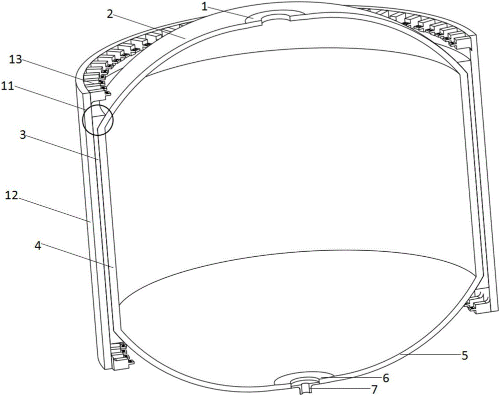 Carrier rocket composite storage tank provided with honeycomb sandwich walls and machining method thereof