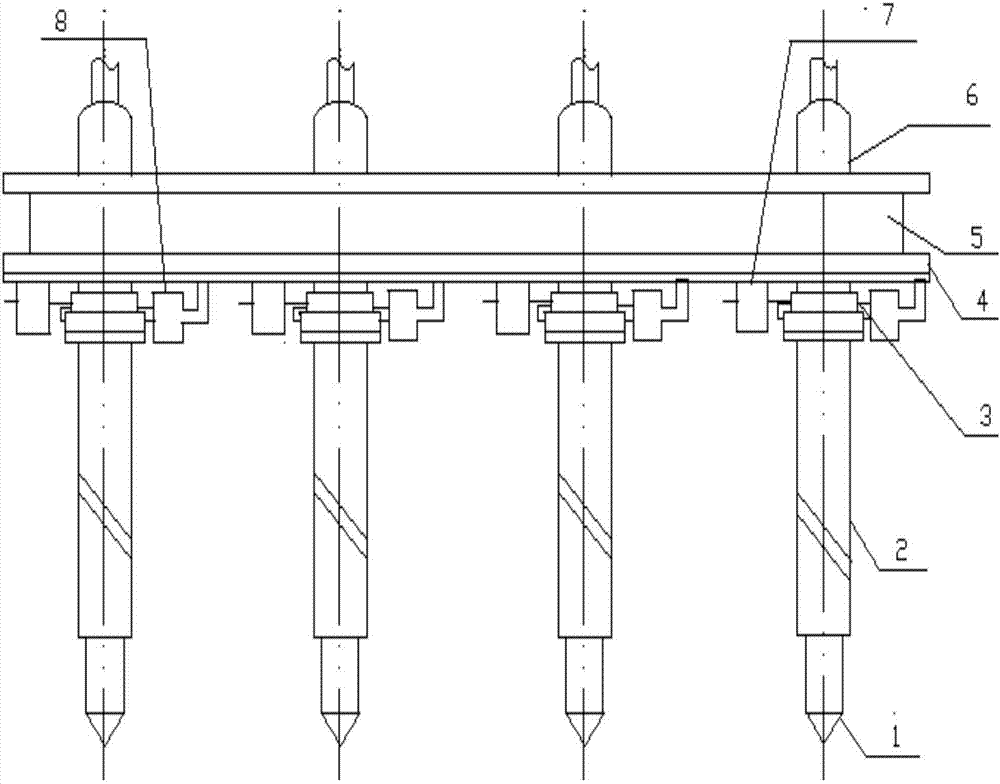 Multi-shaft hydraulic drill with drill bit intervals being adjustable and work method thereof