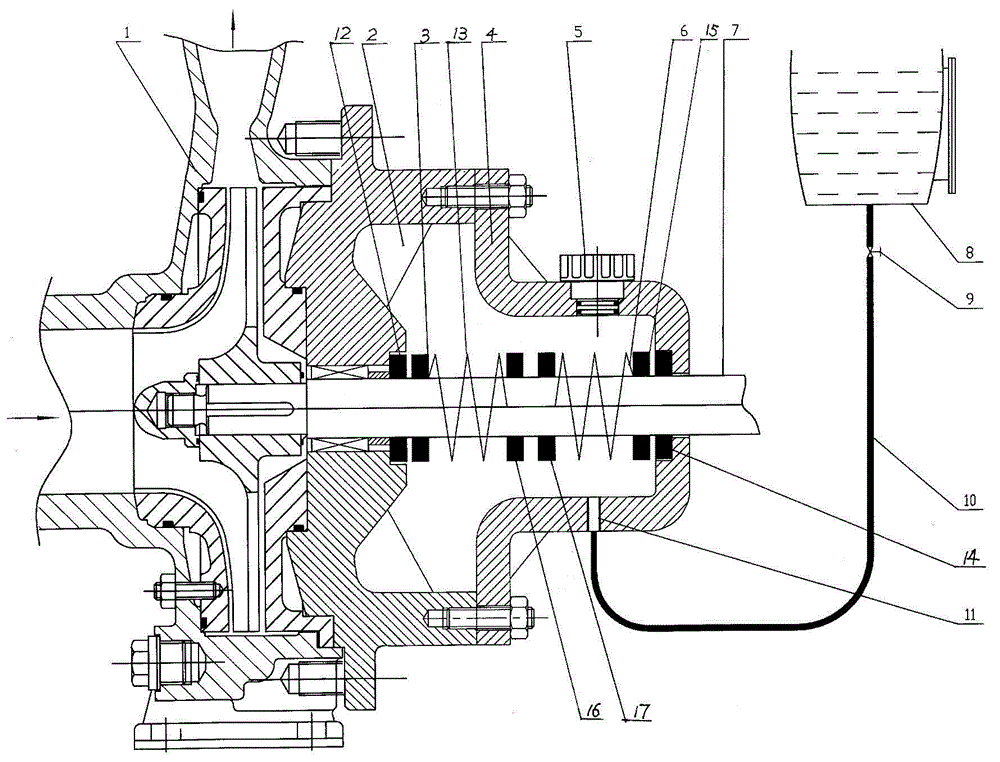 A circulation pump sealing structure under negative pressure/normal pressure state