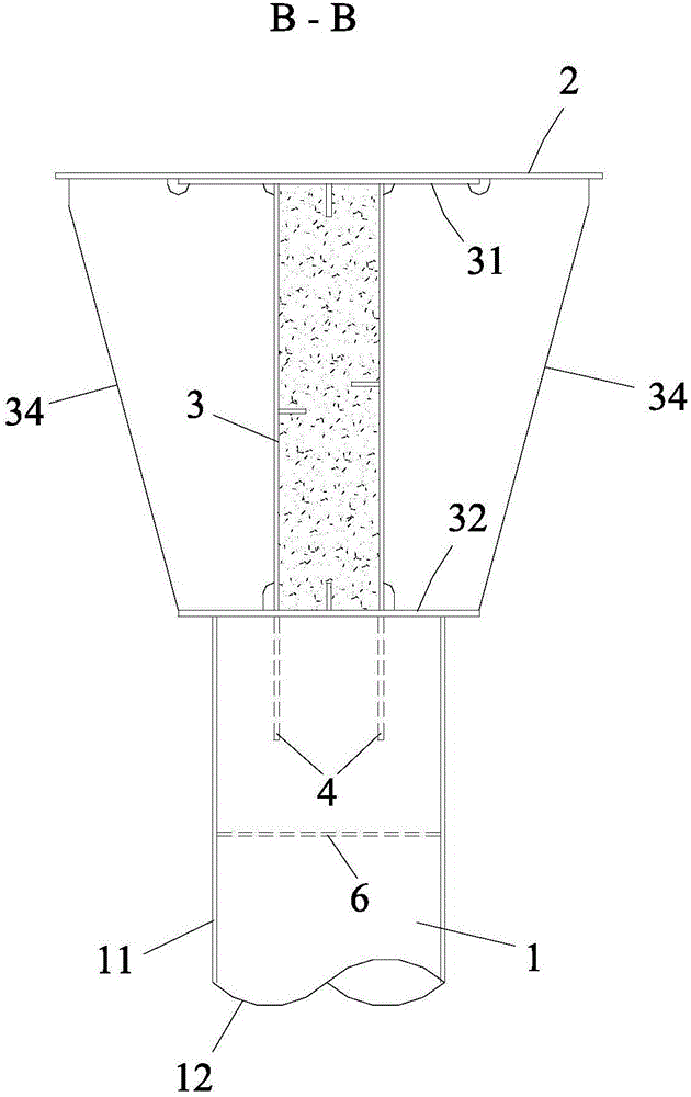 Pier and beam transitional connecting structure