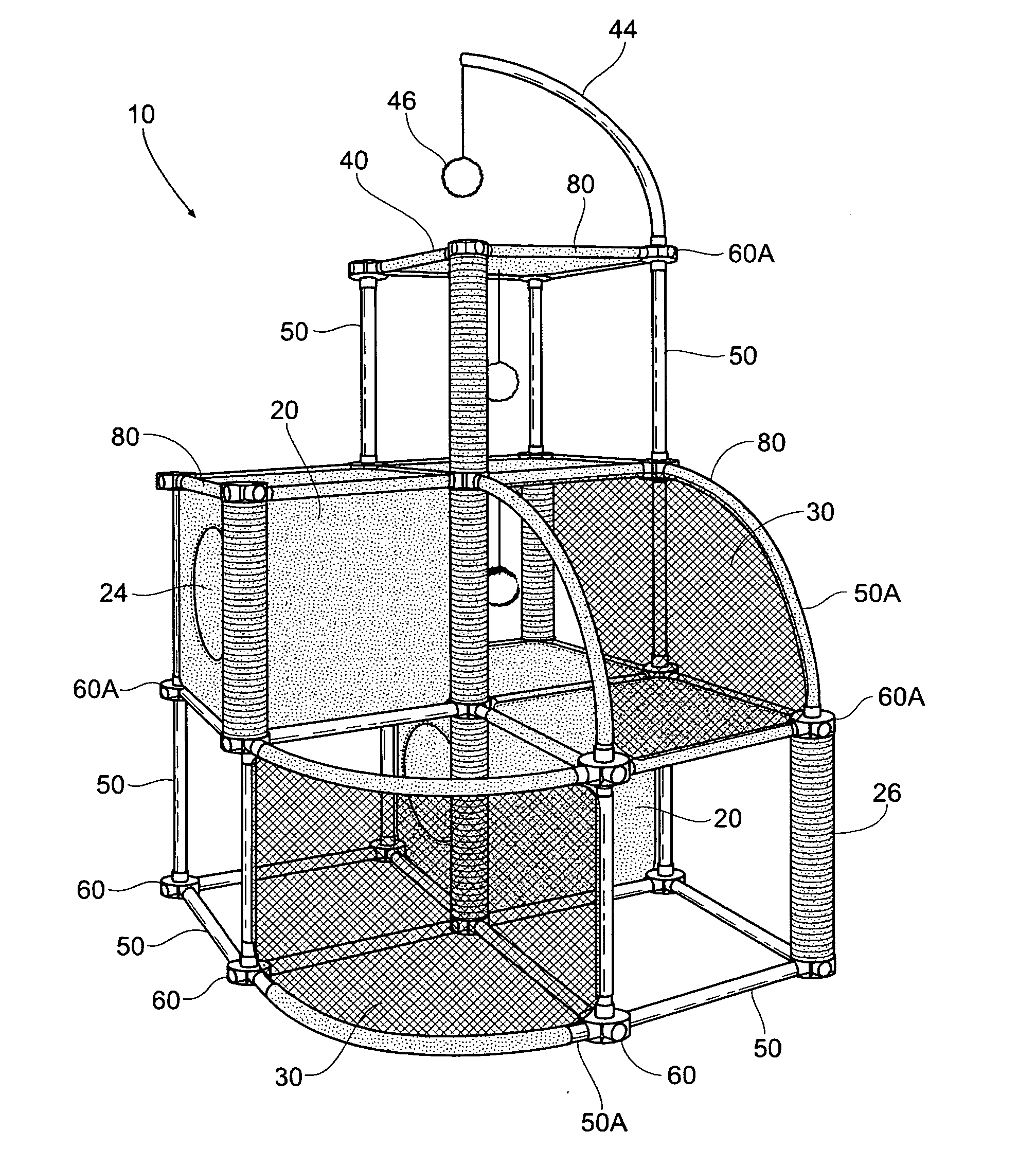 Structure and method for entertaining a feline