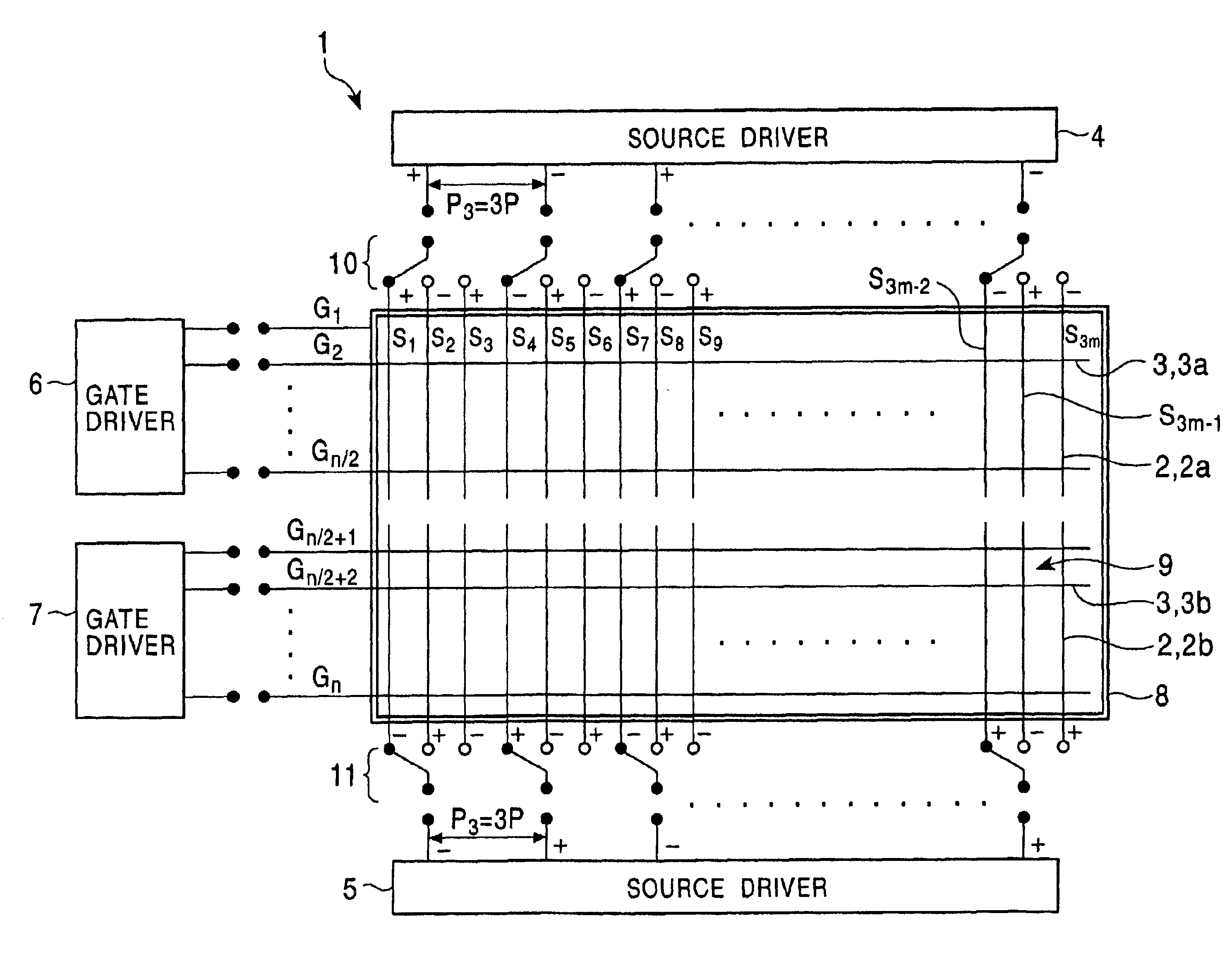 Active-matrix liquid crystal display suitable for high-definition display, and driving method thereof