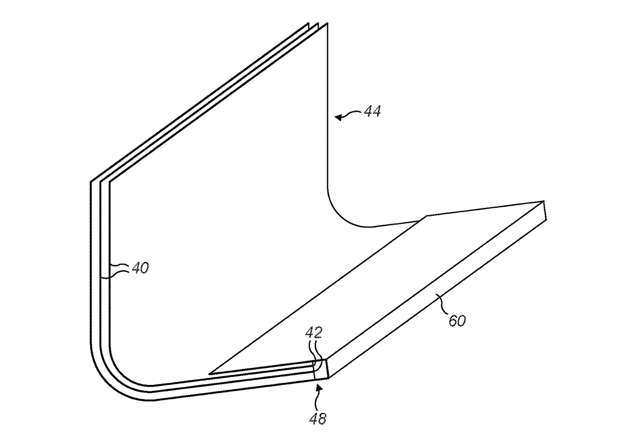 Composite component having a safety edge