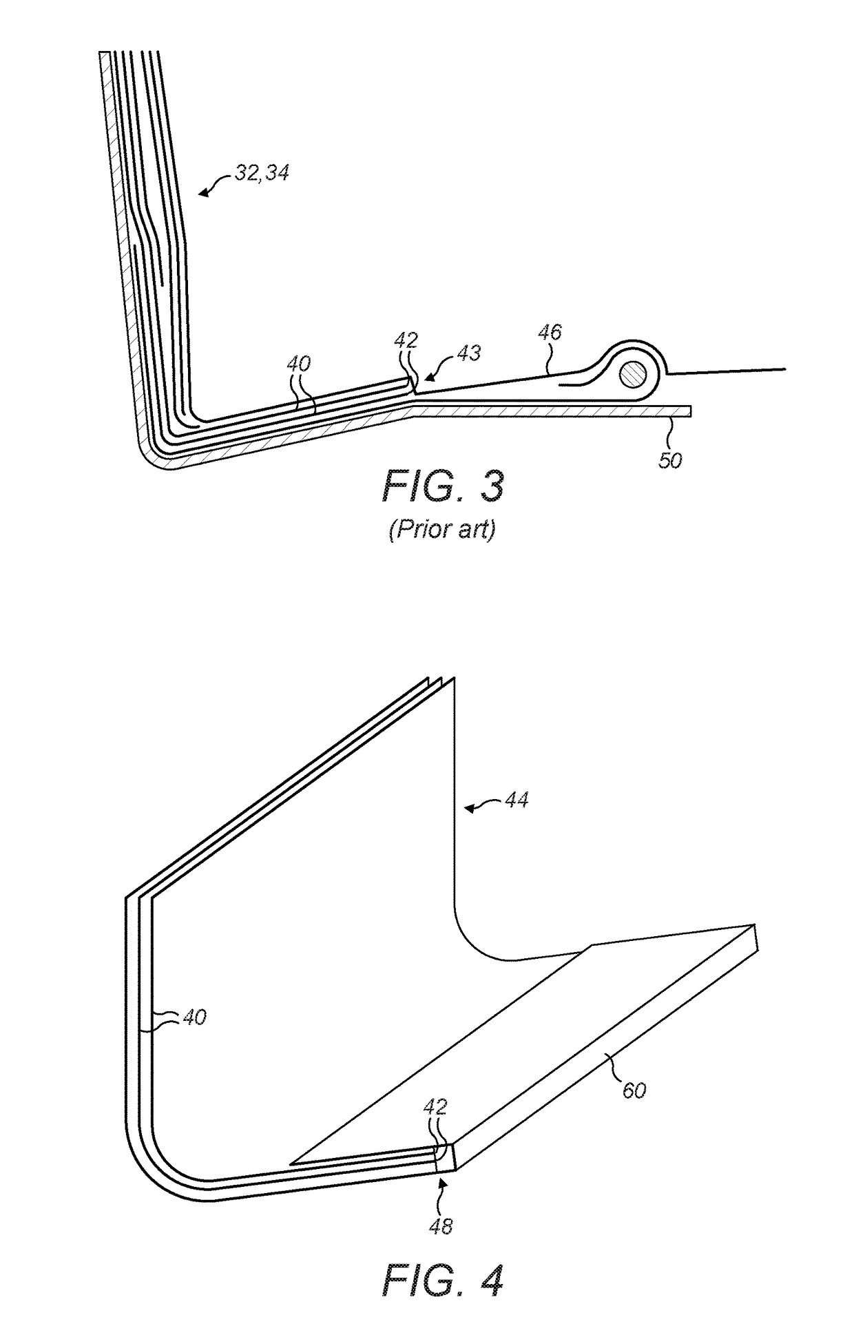 Composite component having a safety edge