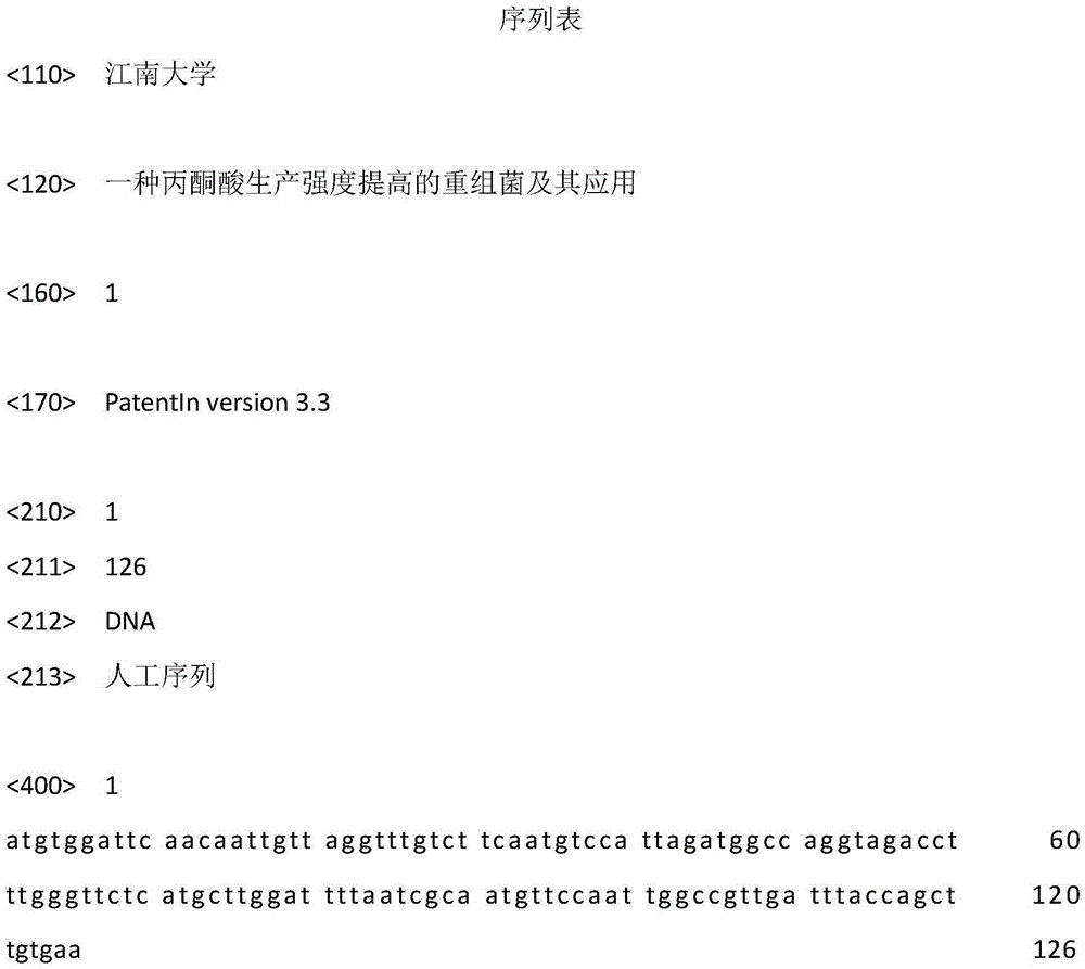 Recombinant bacterium with function of pyruvate production intensity improvement and application of recombinant bacterium with function of pyruvate production intensity improvement