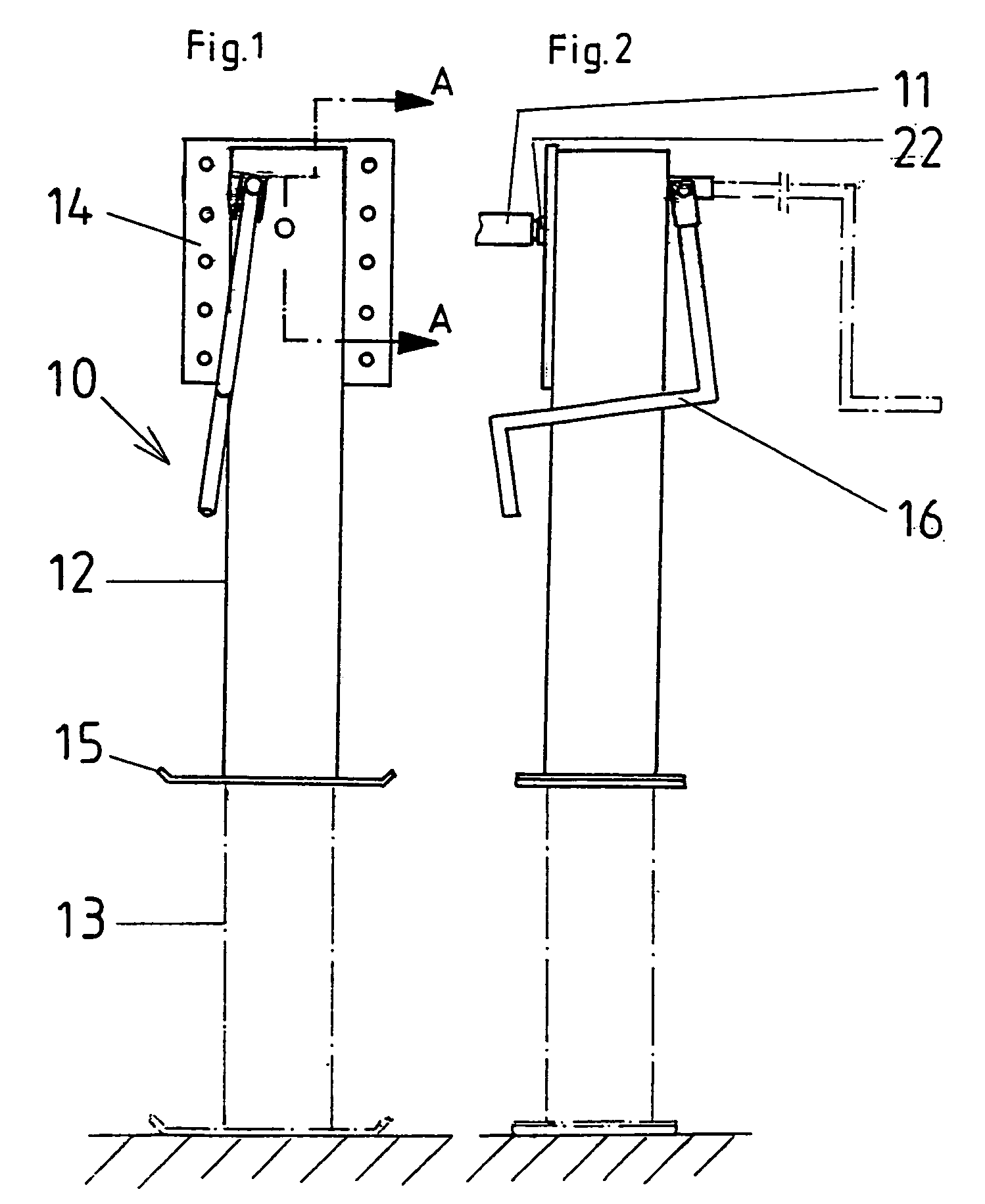 Height-adjustable support for semitrailers or the like