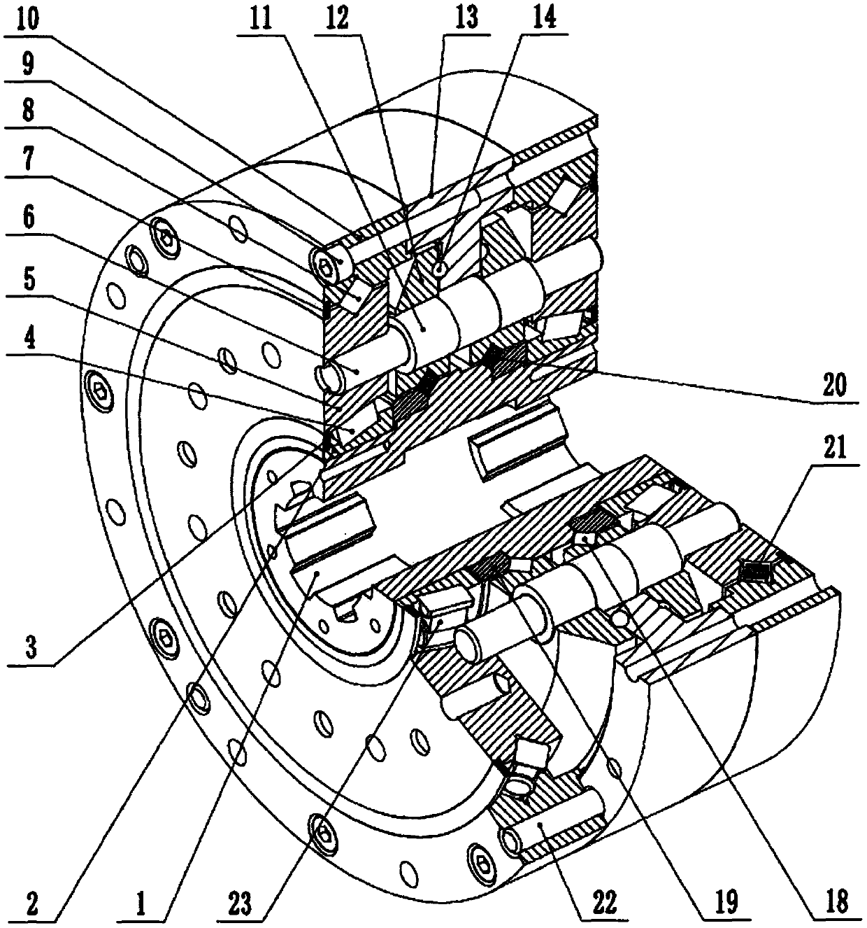 Centrosymmetric single-stage undercut cycloid oscillating tooth speed reducer