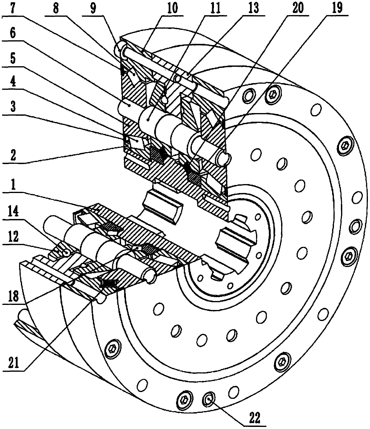 Centrosymmetric single-stage undercut cycloid oscillating tooth speed reducer