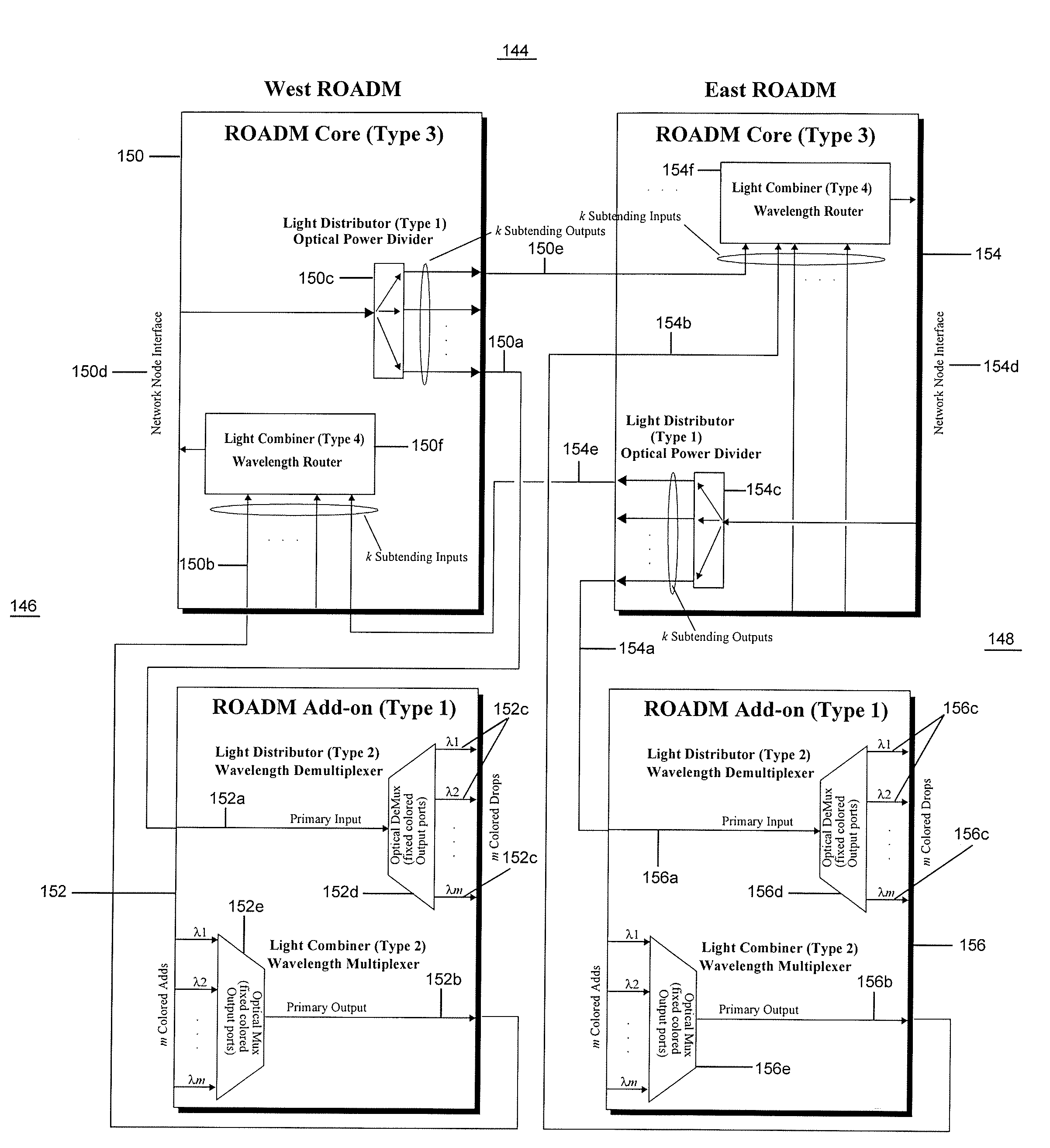 Multifunctional and reconfigurable optical node and optical network