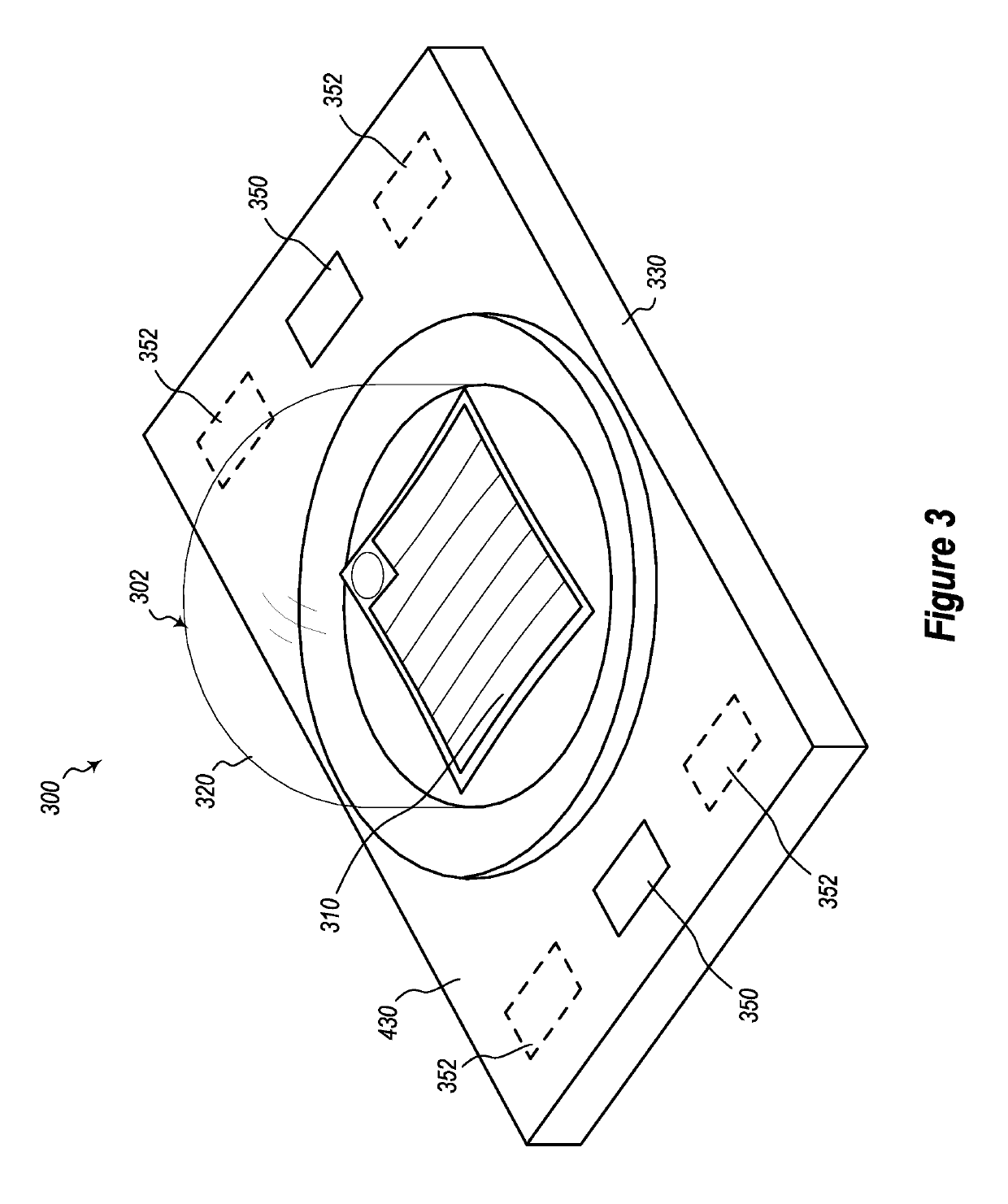 Active illumination source and PCB components having mountings for reduced Z-height and improved thermal conductivity