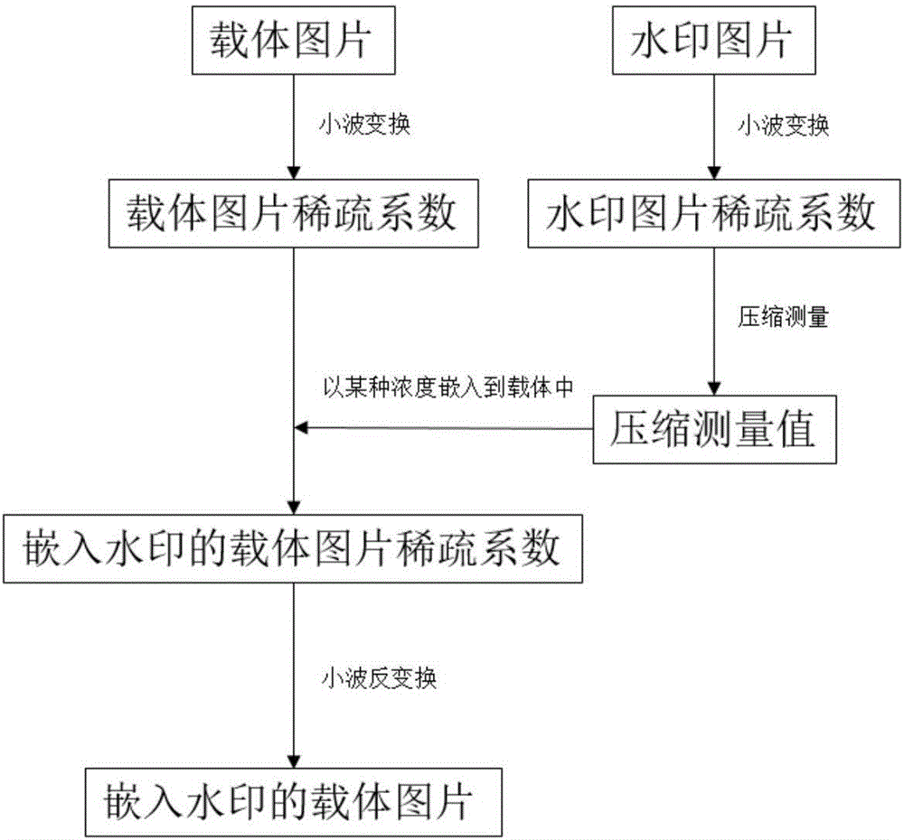 Digital watermarking method based on structured Bayesian compressive sensing