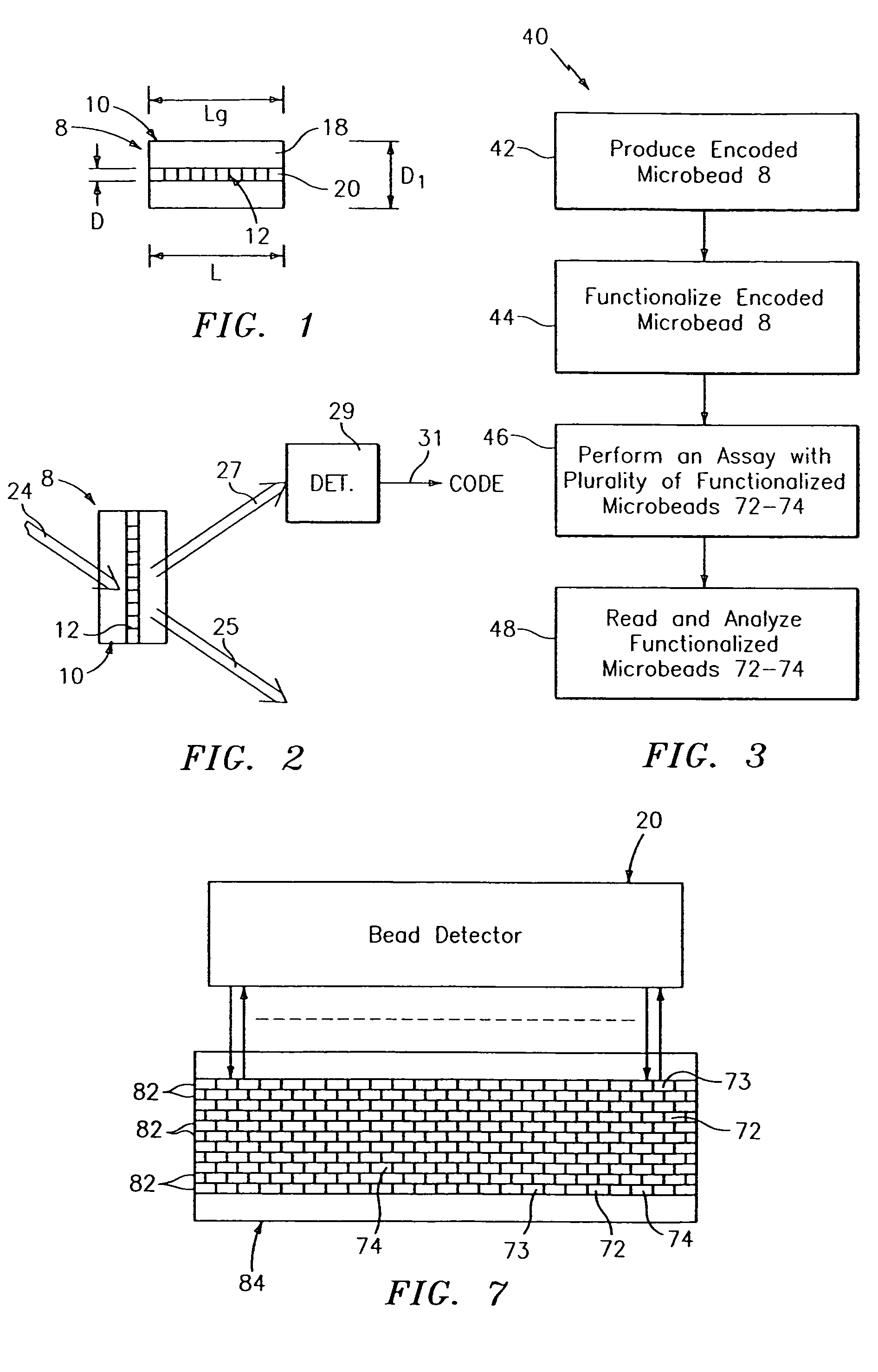 Encoded particle having a grating with variations in the refractive index