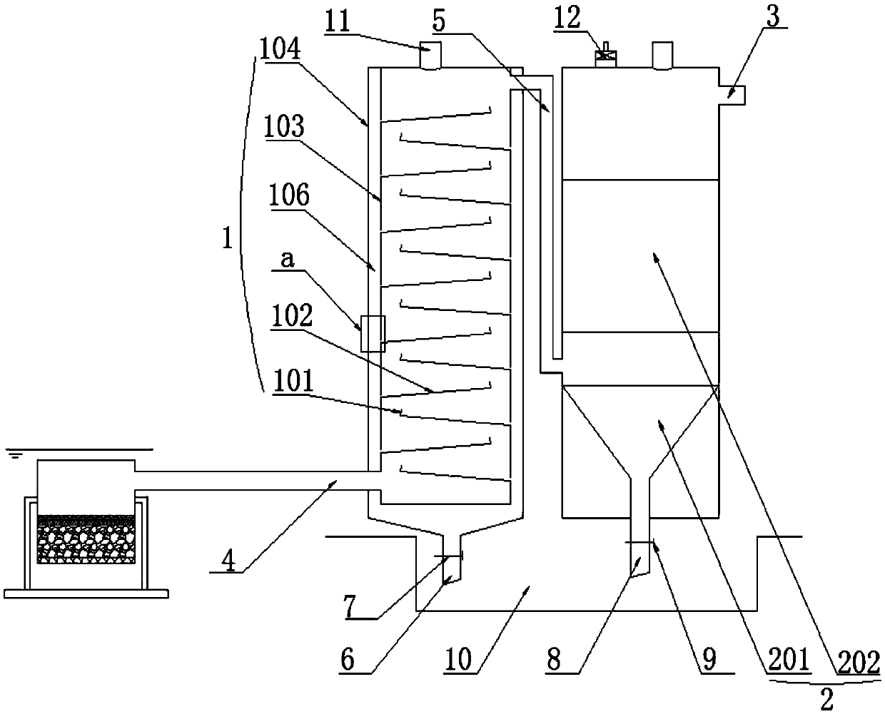 Settling apparatus with intake water filtering unit for waterworks