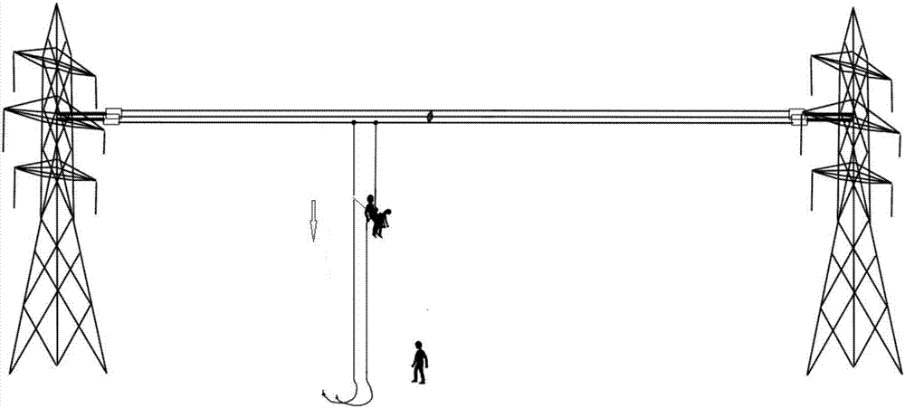 Descending-accompanied evacuation and rescue method of power transmission line under live-line condition