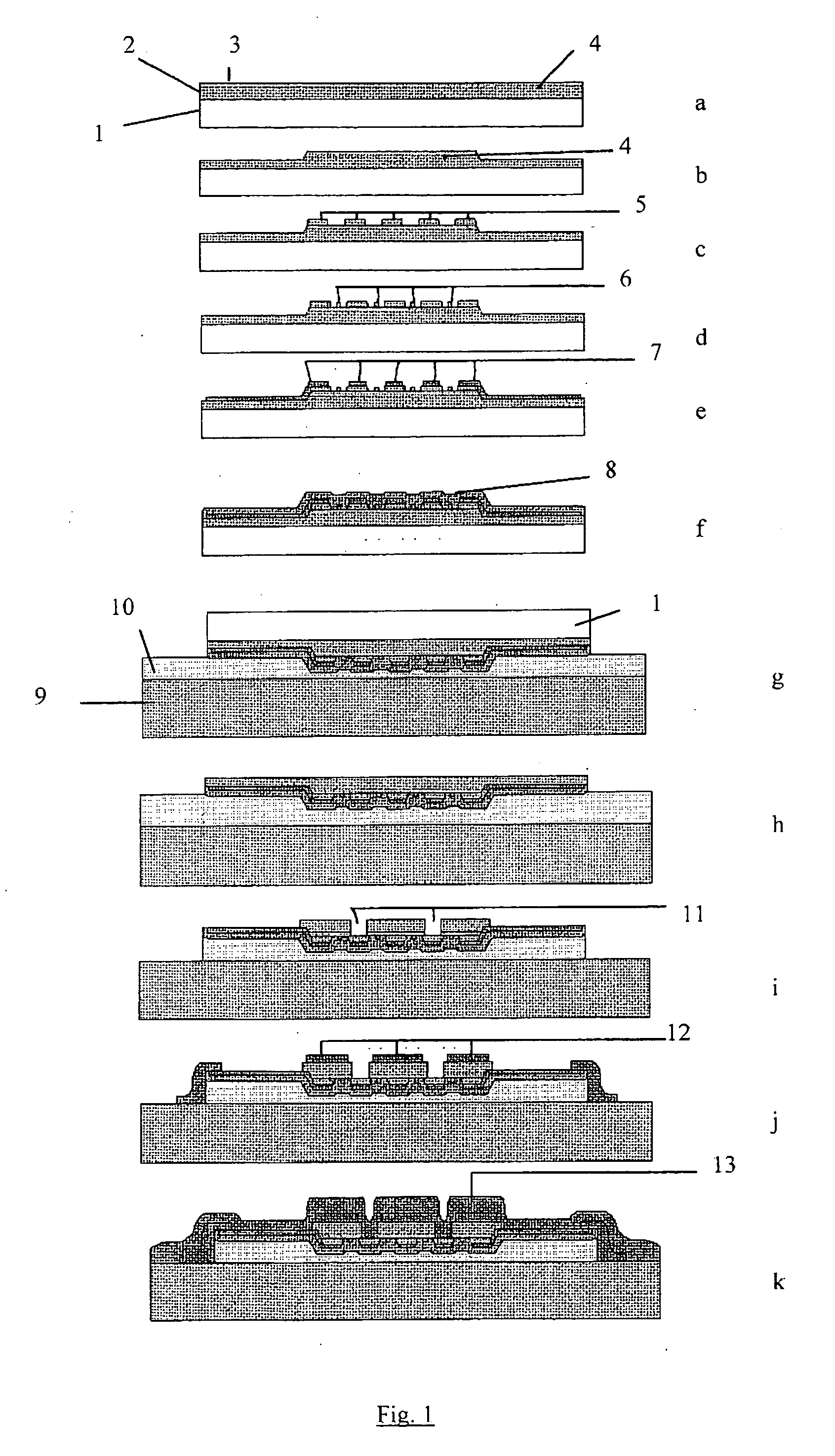 Method for producing a semiconductor device and resulting device