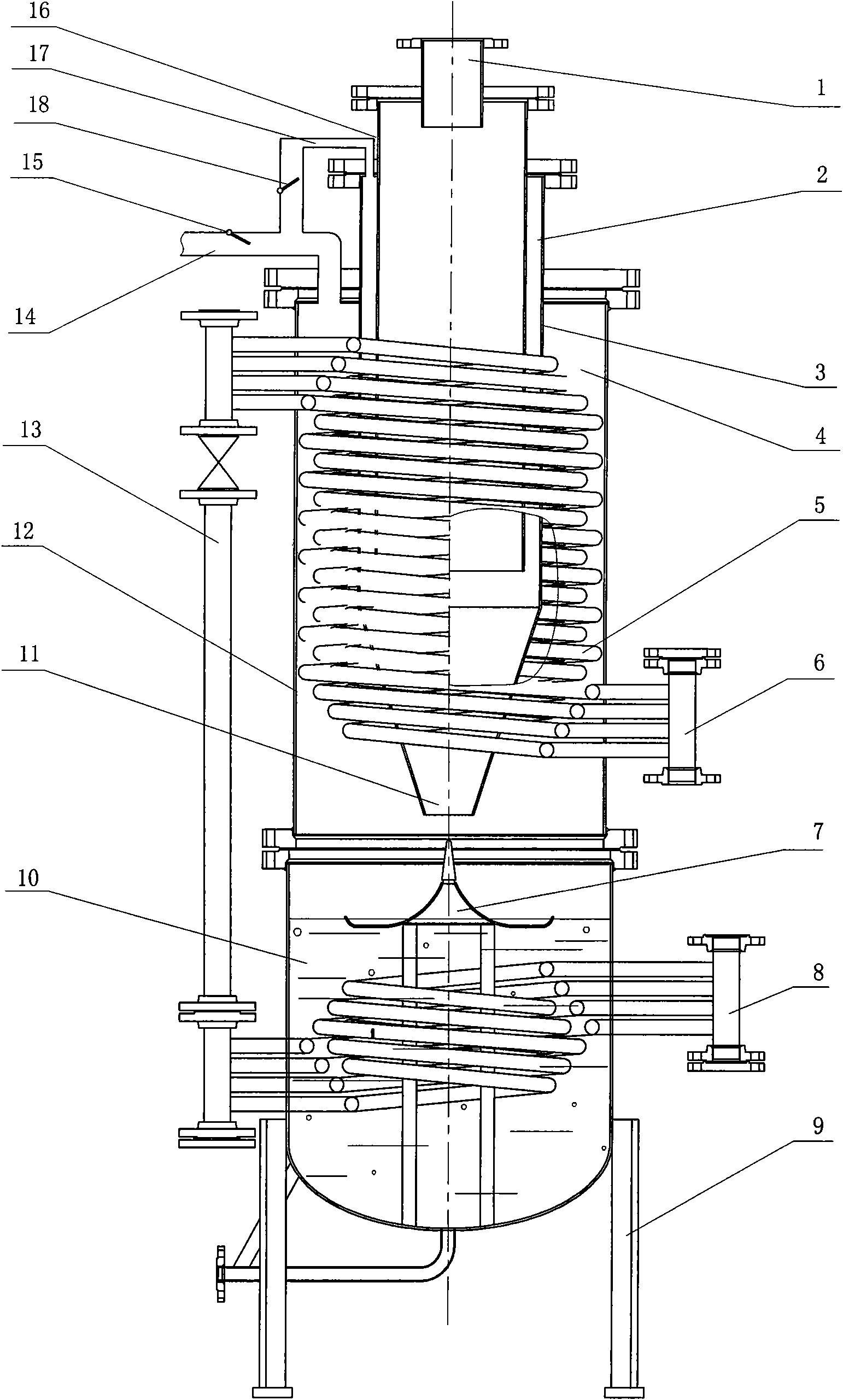 Fume impact water-spinning LNG heating and gasifying device