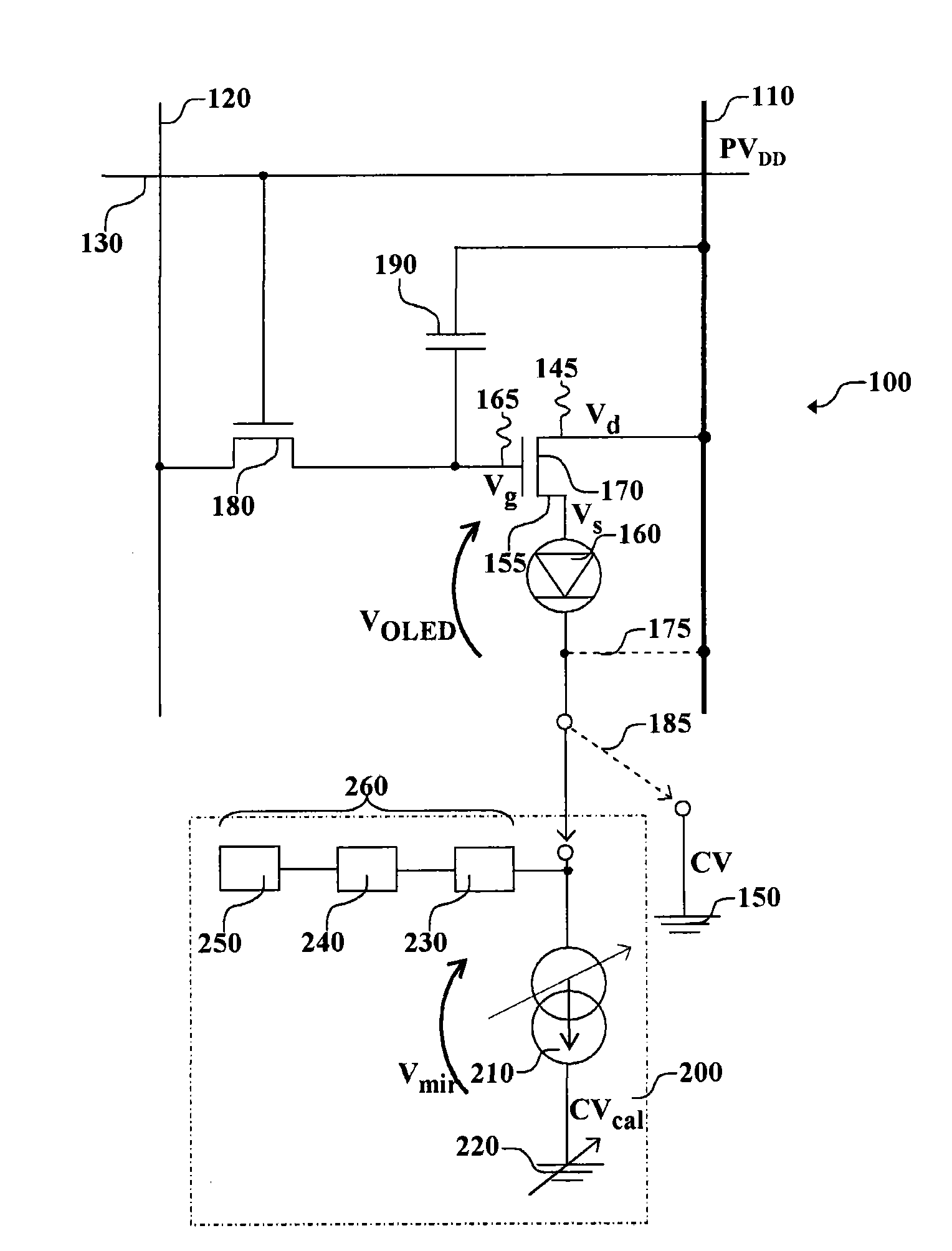 Active matrix display compensating method