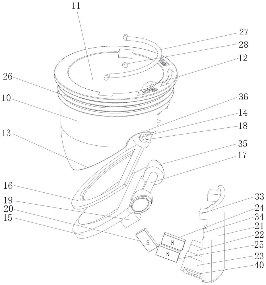 Magnetic mutual inductance direct-drainage odor-resistant floor drain core