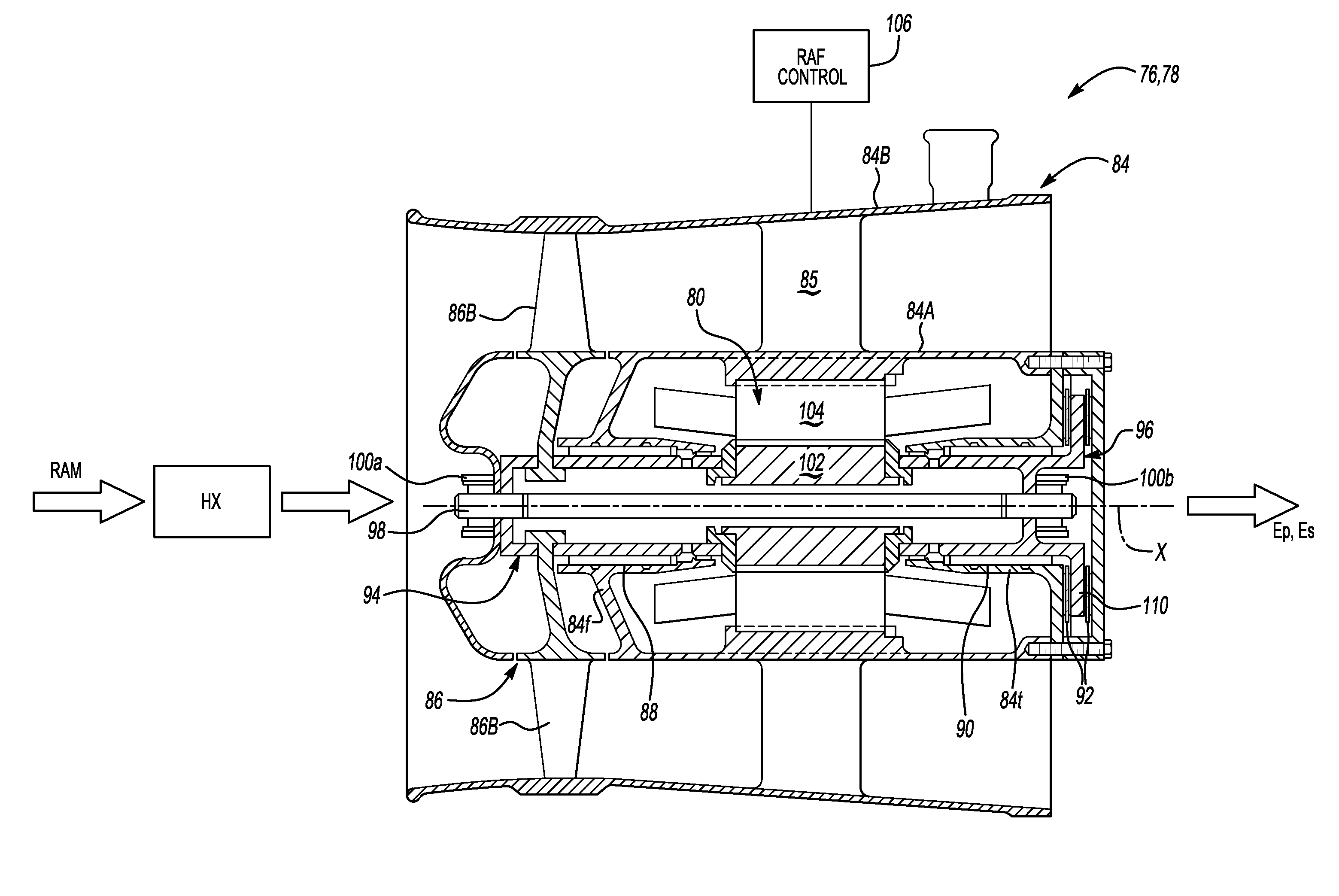 RAM fan system for an aircraft environmental control system