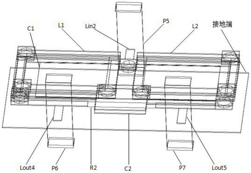 L-band minisize double microwave self-loading orthogonal power divider