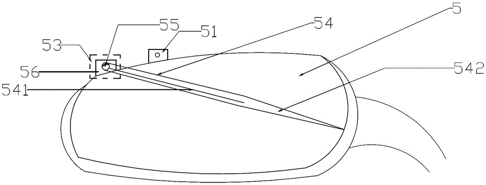 A curved rearview mirror with a camera