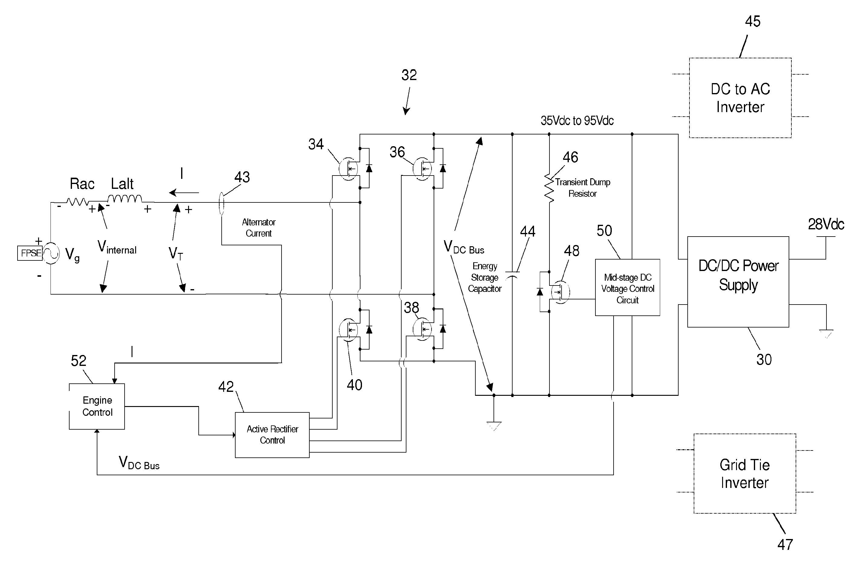 Controller computing a virtual tuning capacitor for controlling a free-piston stirling engine driving a linear alternator