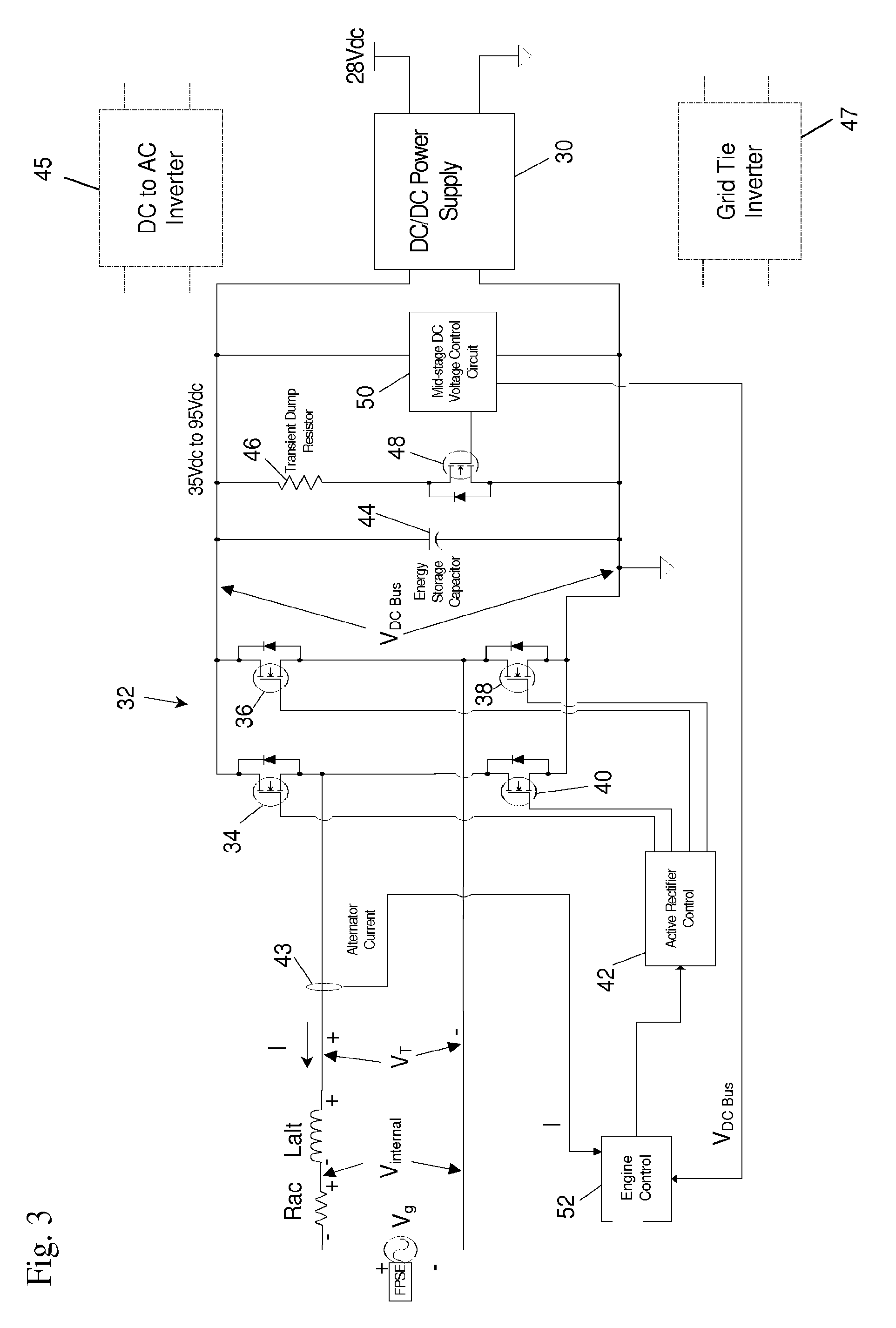 Controller computing a virtual tuning capacitor for controlling a free-piston stirling engine driving a linear alternator