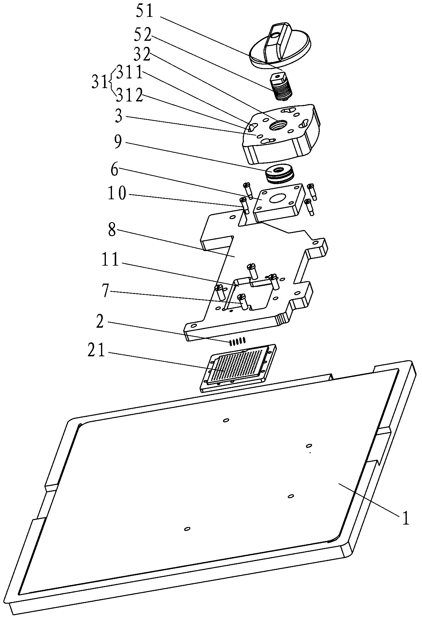 Rotating and buckling type electronic chip detection jig