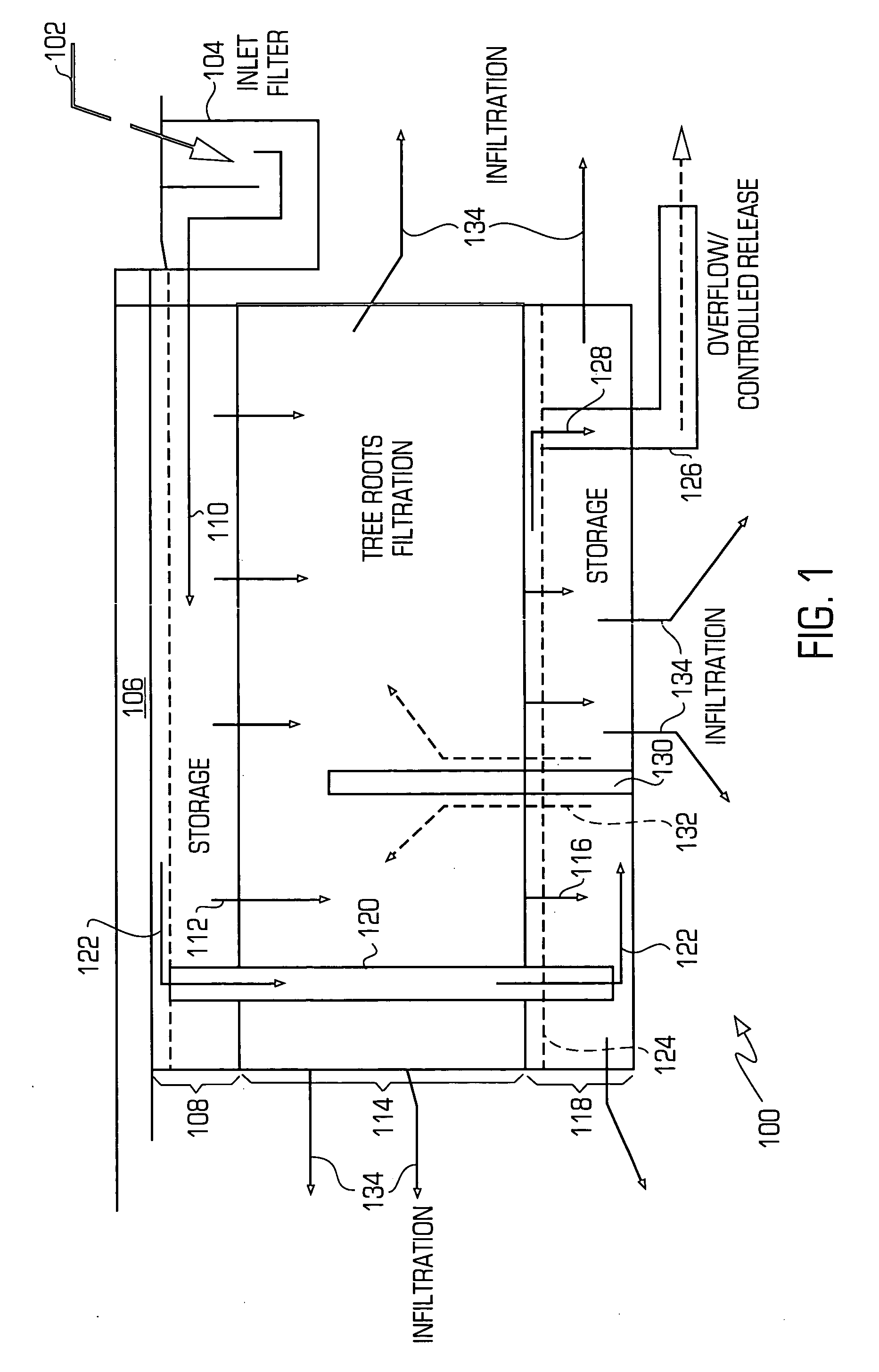 Integrated tree root and storm water system