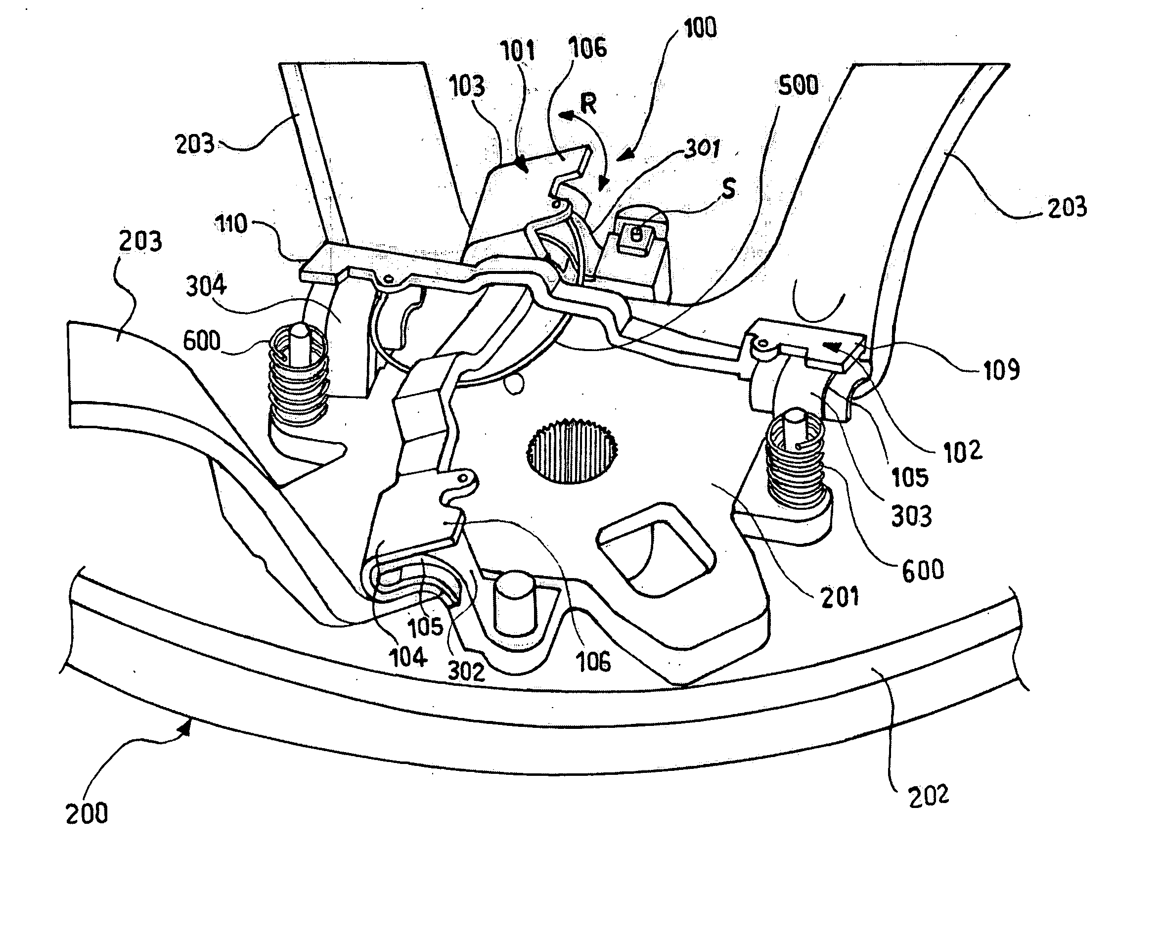 Assembly for retaining an airbag module to a steering wheel