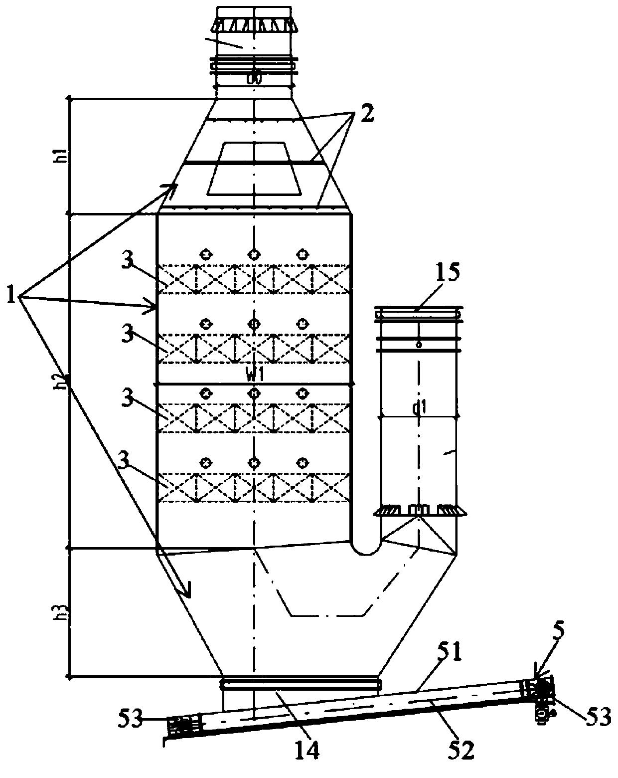 SCR denitration reaction tower of cement kiln