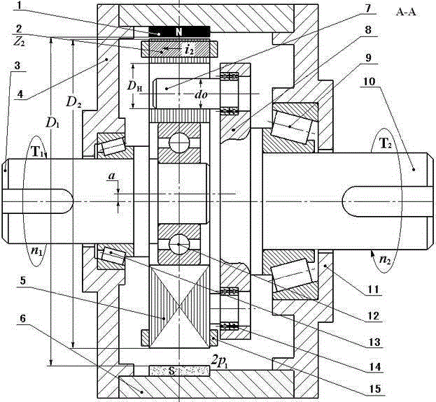 Magnetic transmission eccentric gear pair with less pole difference magnetic field induction in radial magnetic field