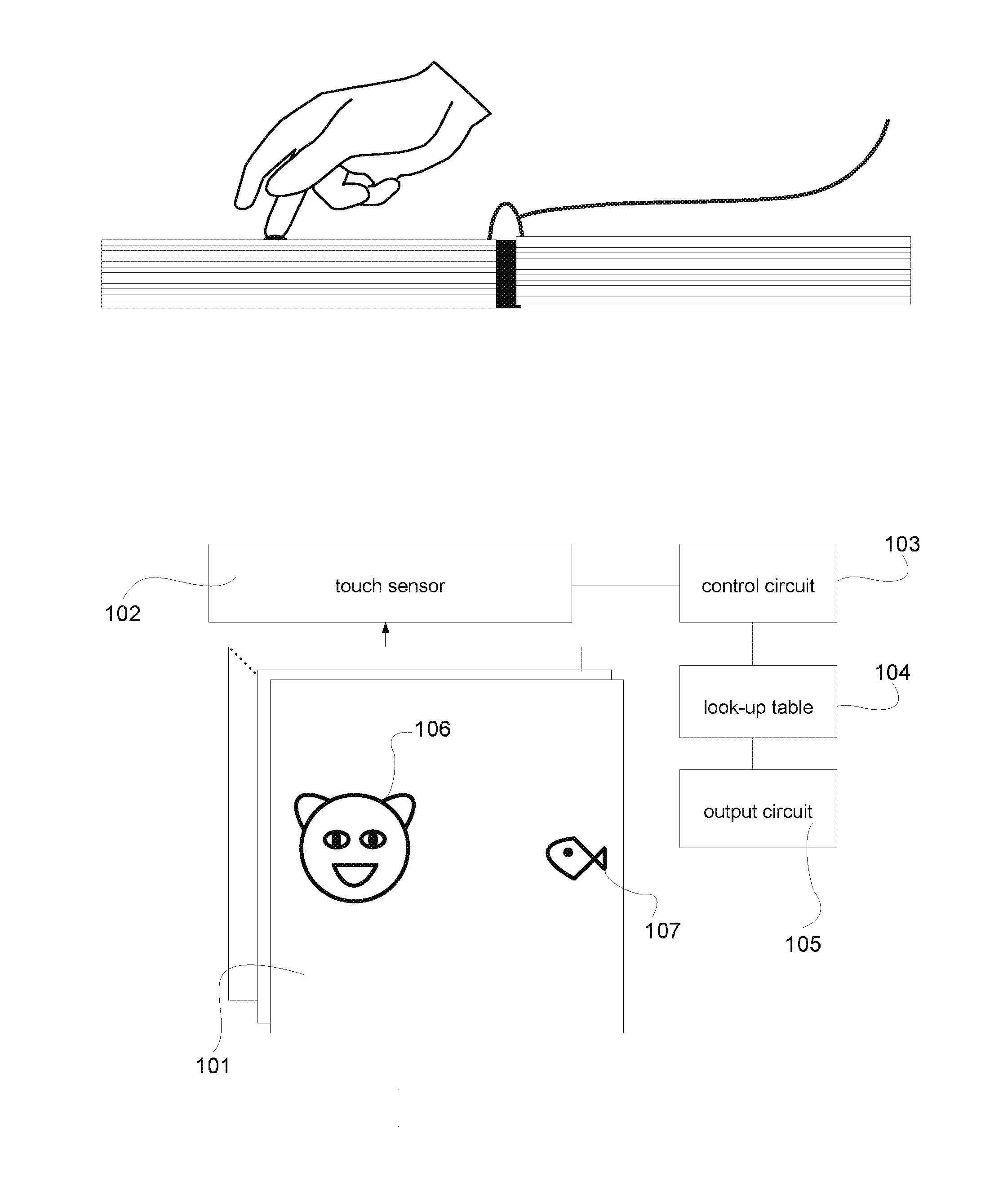 Print article with multi-touch function and interactive method thereof