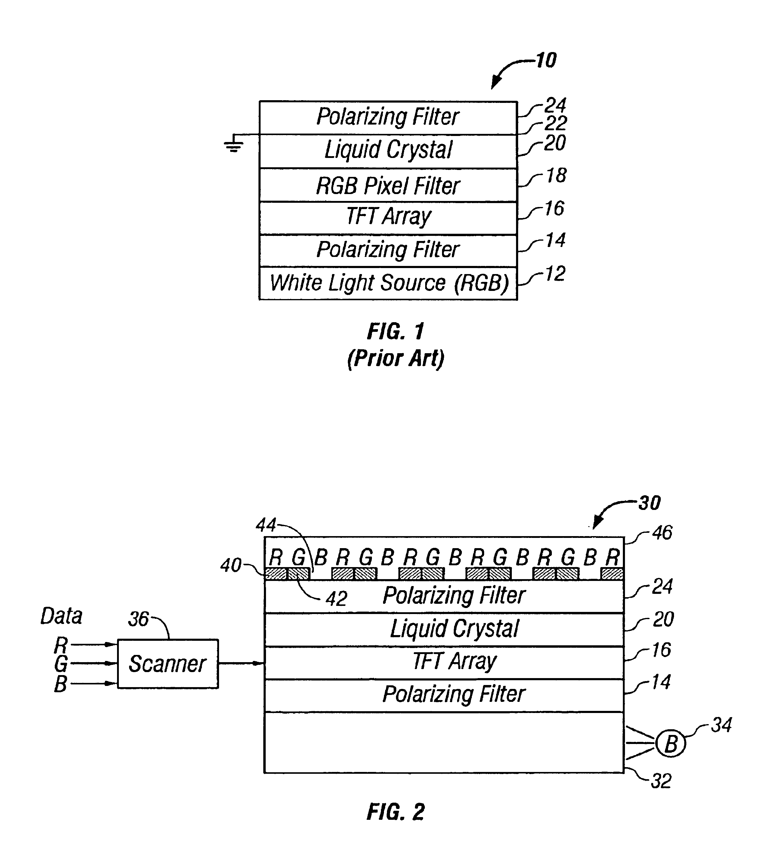 Blue backlight and phosphor layer for a color LCD