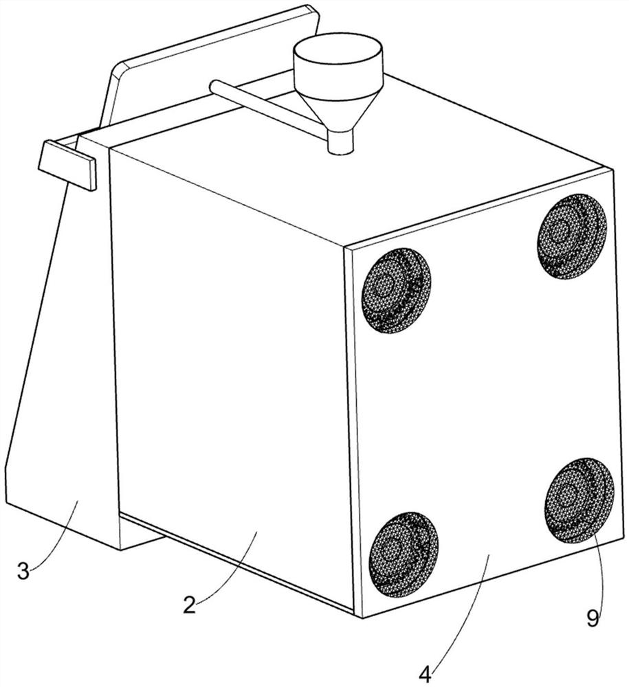 A vibration-scattering hot air drying device suitable for dehydration and drying of desulfurized gypsum powder