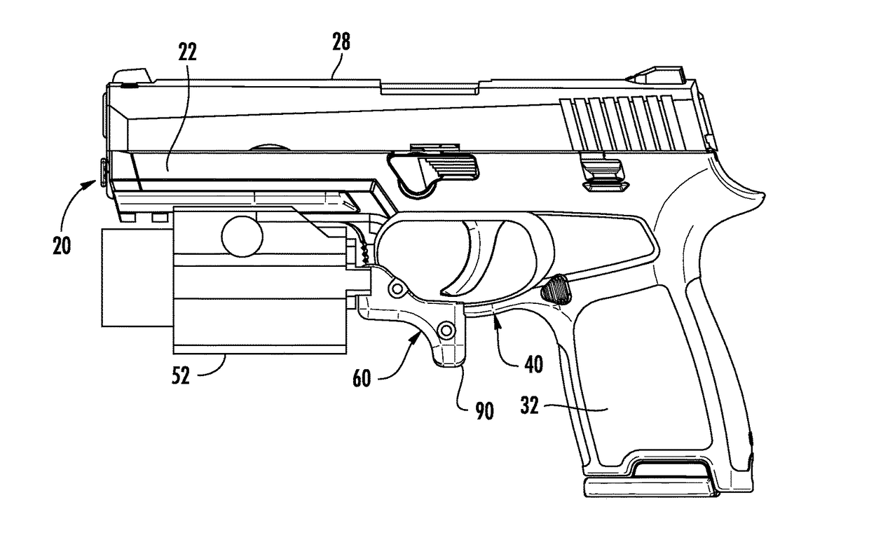 Handgun with Trigger Guard Attachment, and Holster