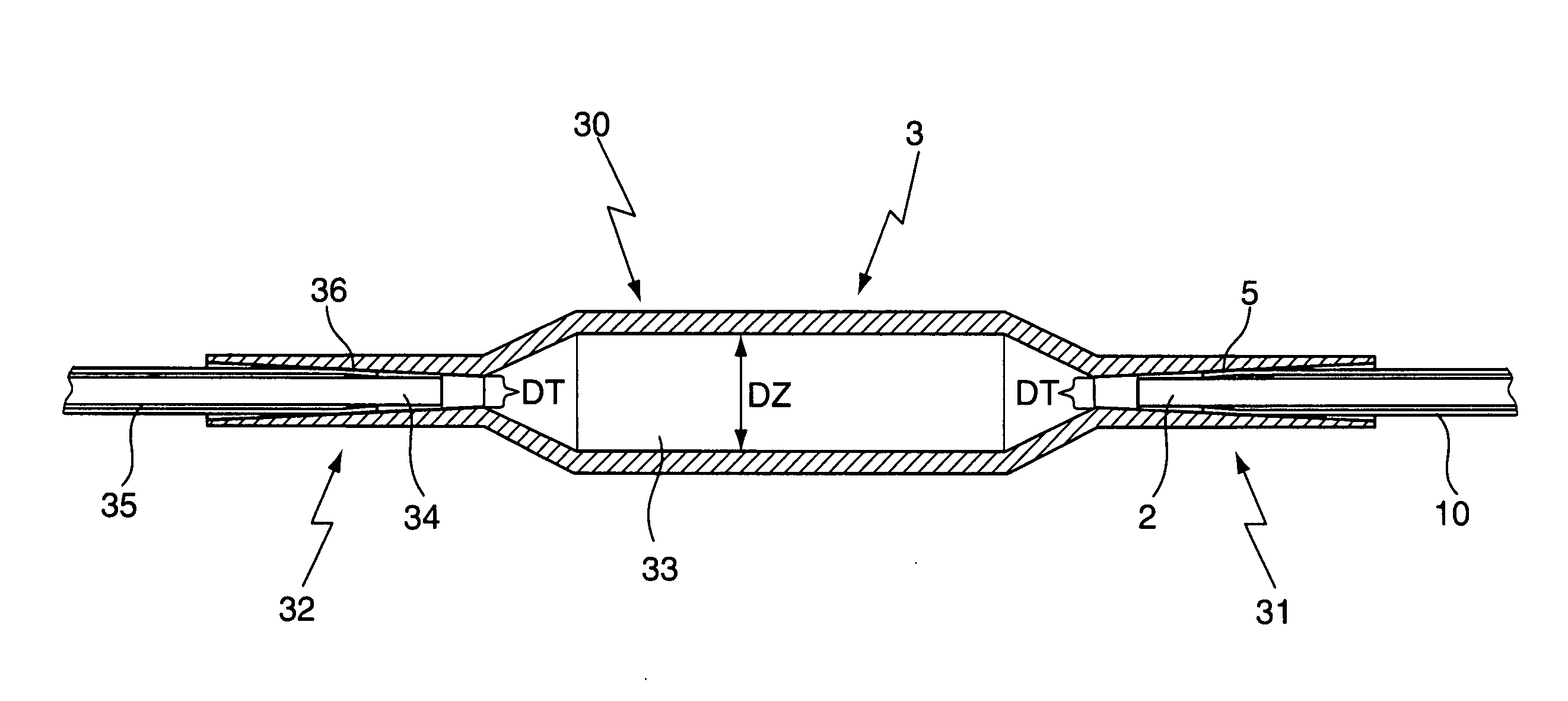 Method and device for measuring a sample in an NMR spectrometer using a coupling configuration with a press fit cell having a capillary envelope fastener