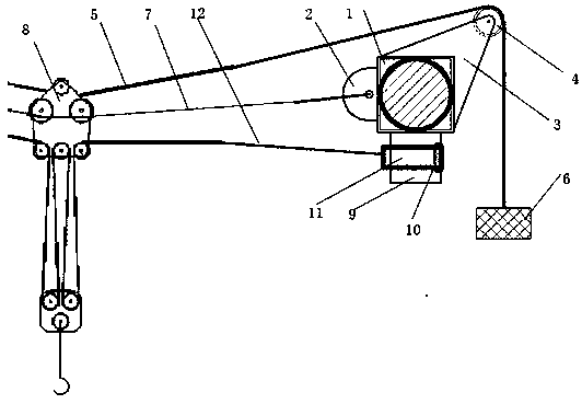 Internal force reduction structure of lifting steel wire rope